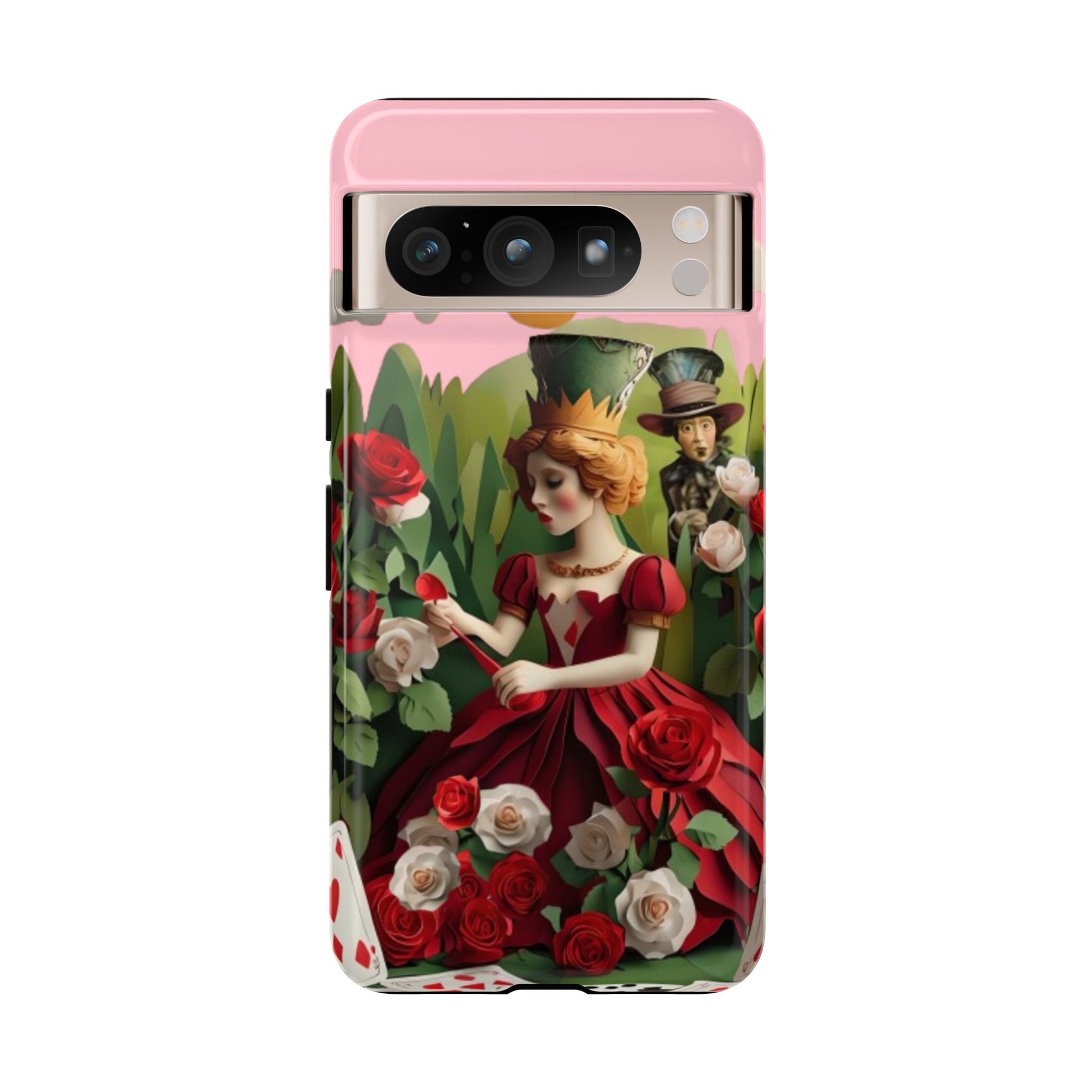 Regal Rose Court vintage lady surrounded by red roses illustration Google Pixel phone case
