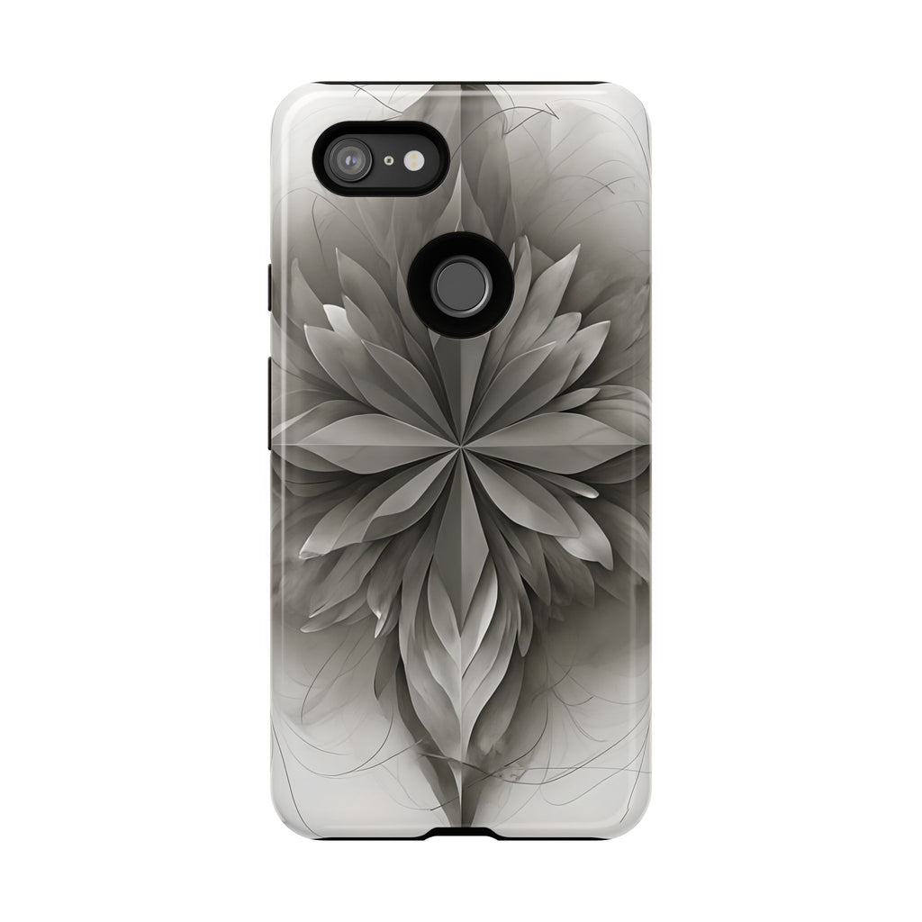 Silver Lotus - Elegant Monochrome Floral Google Pixel 3XL Tough Phone Case - Modern Lotus Design