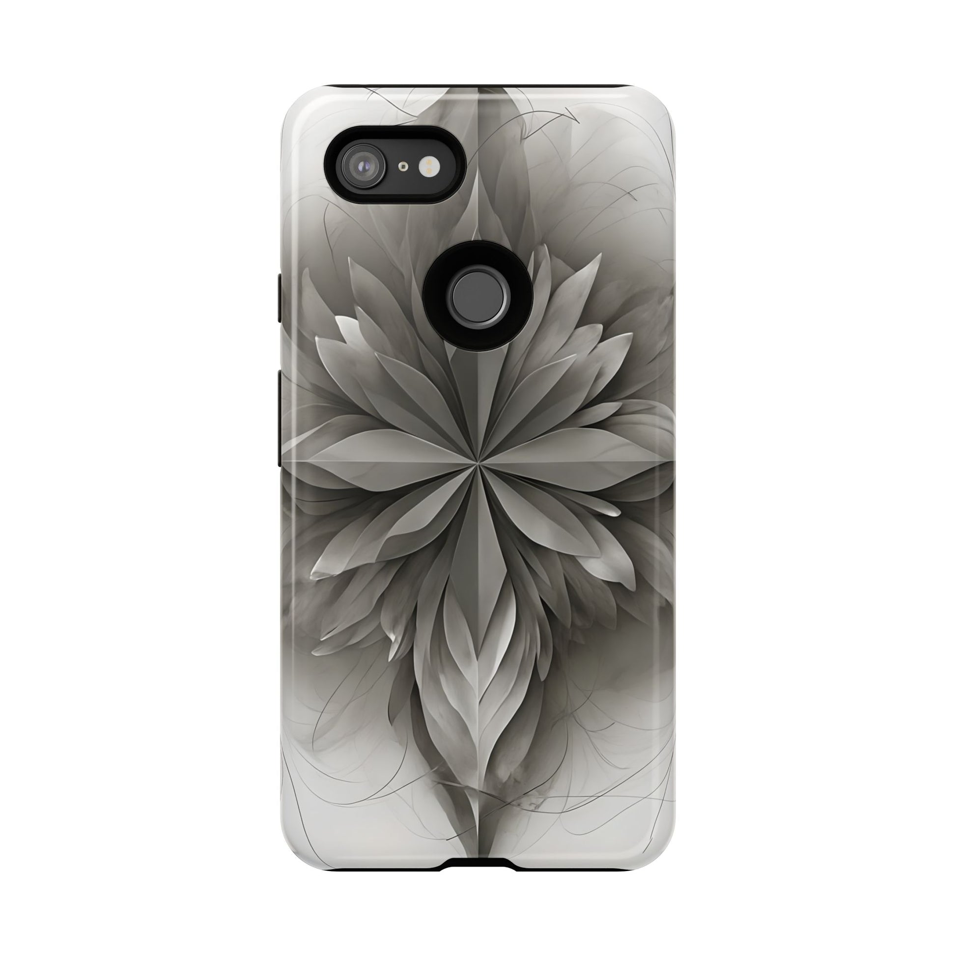 Silver Lotus - Elegant Monochrome Floral Google Pixel 3XL Tough Phone Case - Modern Lotus Design