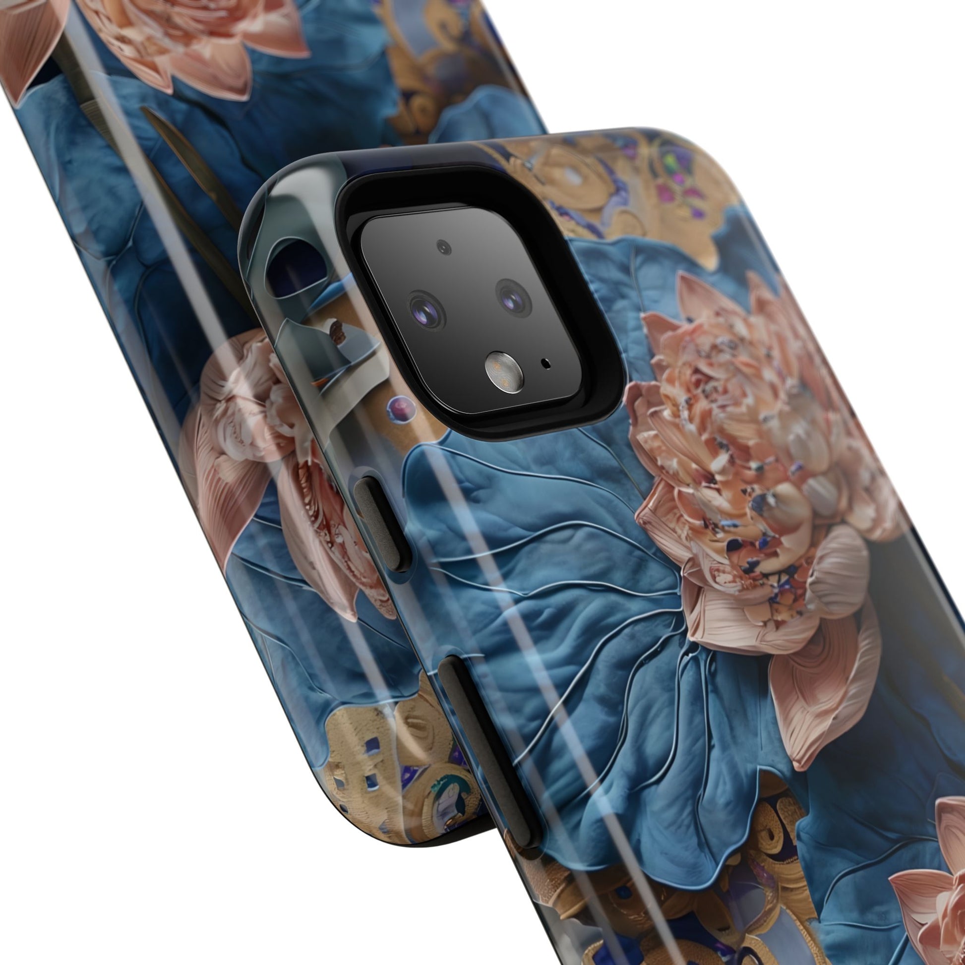Peony Midnight Tapestry - Google Pixel 4 - Elegant Blue & Blush Artful Phone Cover