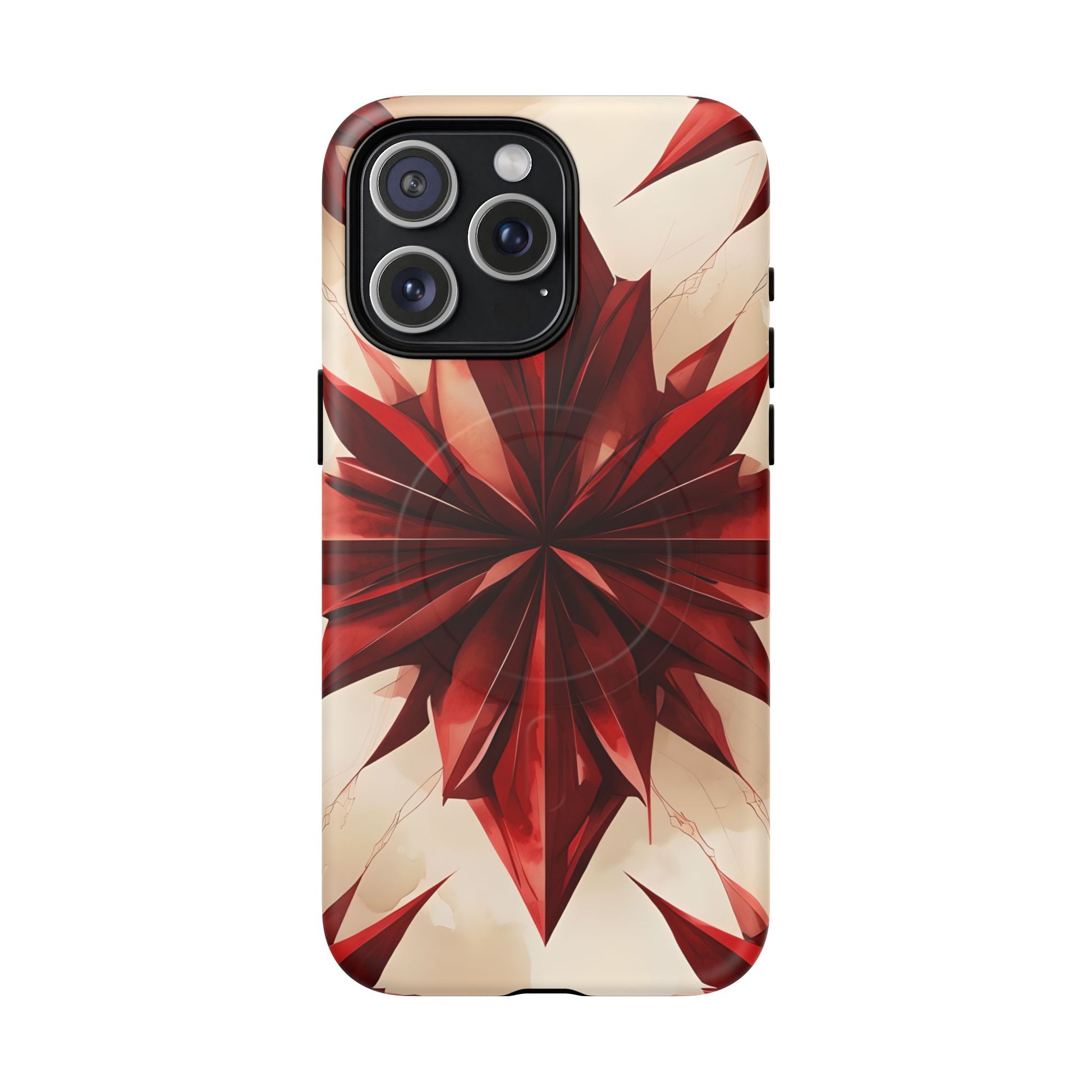 Ruby Compass iPhone 15 Pro Max MagSafe Phone Case - Bold Red Modern Design
