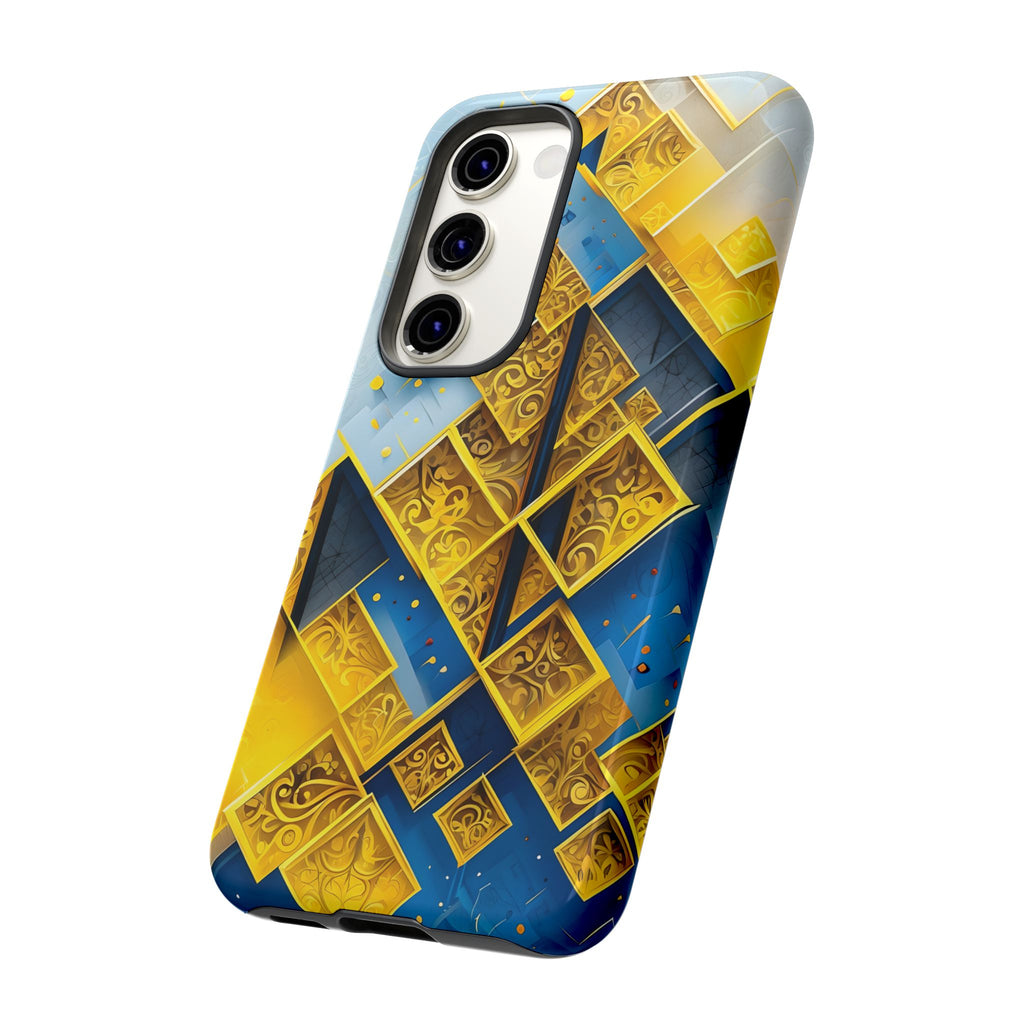 Golden Ascent Luxe Geometric Samsung Galaxy S23 Tough Case - Elegant Abstract Gold Design