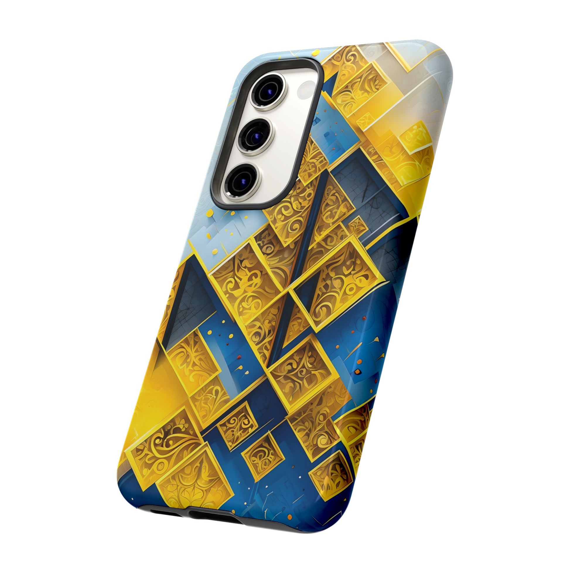 Golden Ascent Luxe Geometric Samsung Galaxy S23 Tough Case - Elegant Abstract Gold Design