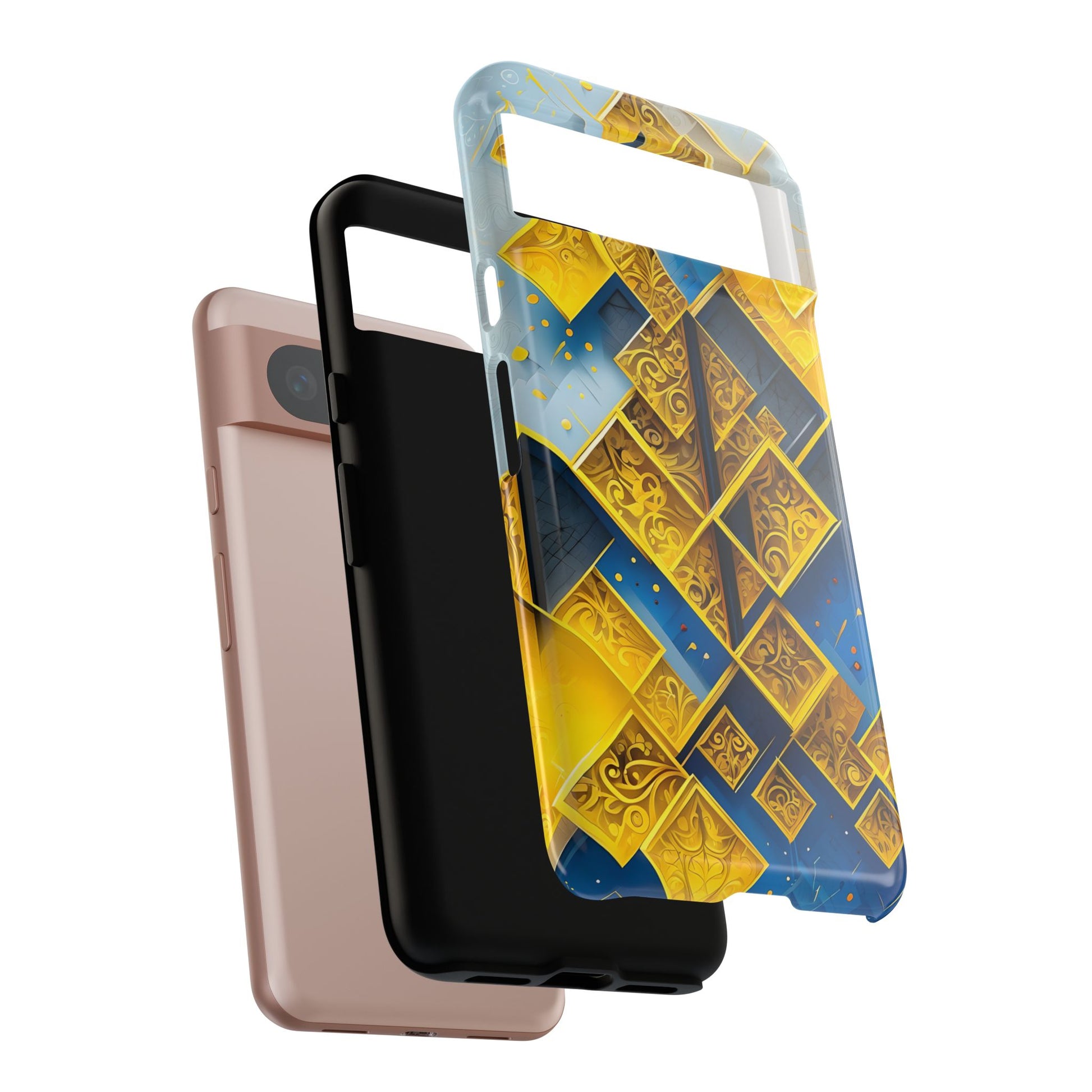 Golden Ascent Luxe Geometric Google Pixel 8 Tough Case - Elegant Abstract Gold Design