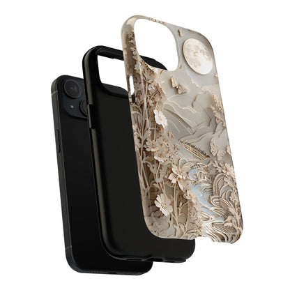 Dual-layer Moonlit Garden iPhone MagSafe case showing shock absorbing protection
