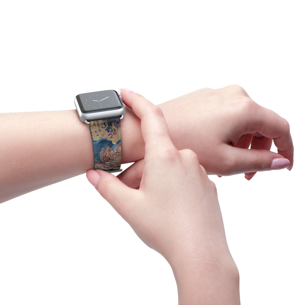 Peony Midnight Tapestry Designer Apple Watch Band - Premium Custom Strap for Series 1-9, SE & Ultra - Artistic Vegan Leather