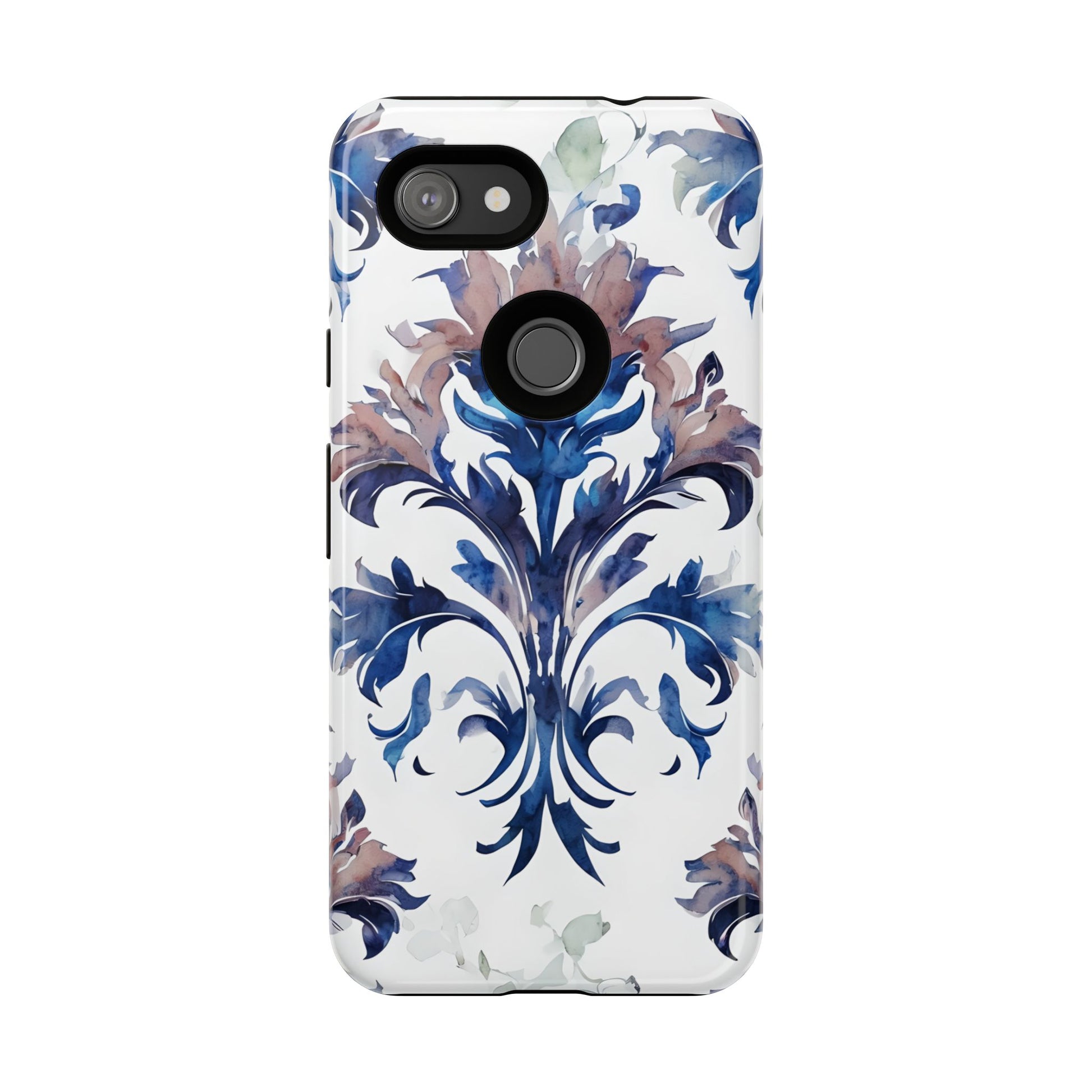 Delft Reverie - Elegant Blue & White Google Pixel 3a Tough Phone Case - Dutch Delftware-Inspired Floral Design
