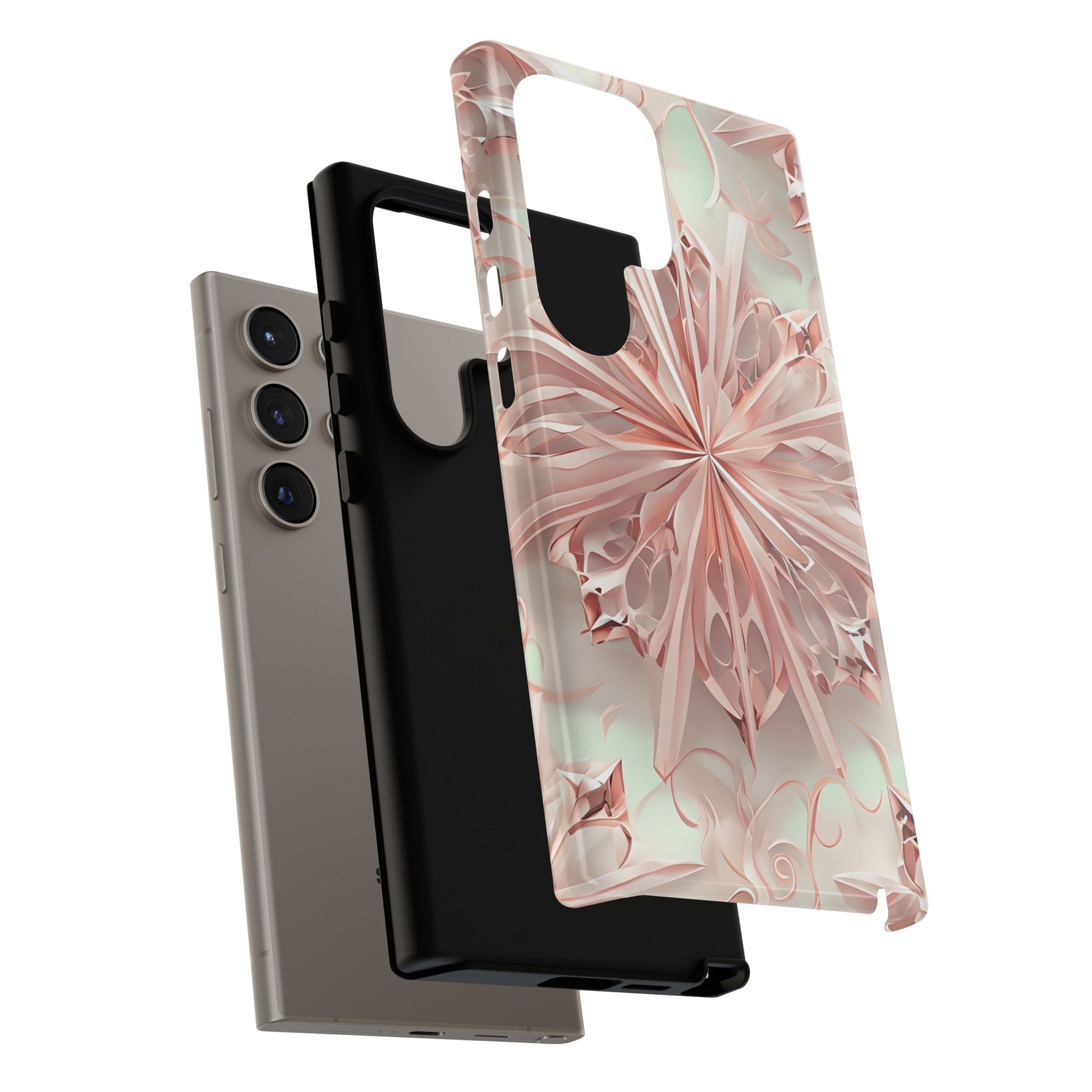 Blush Frost from our Kaleidoscope Collection - Samsung Galaxy S24 Ultra tough case - Soft Pink Geometric Floral Design