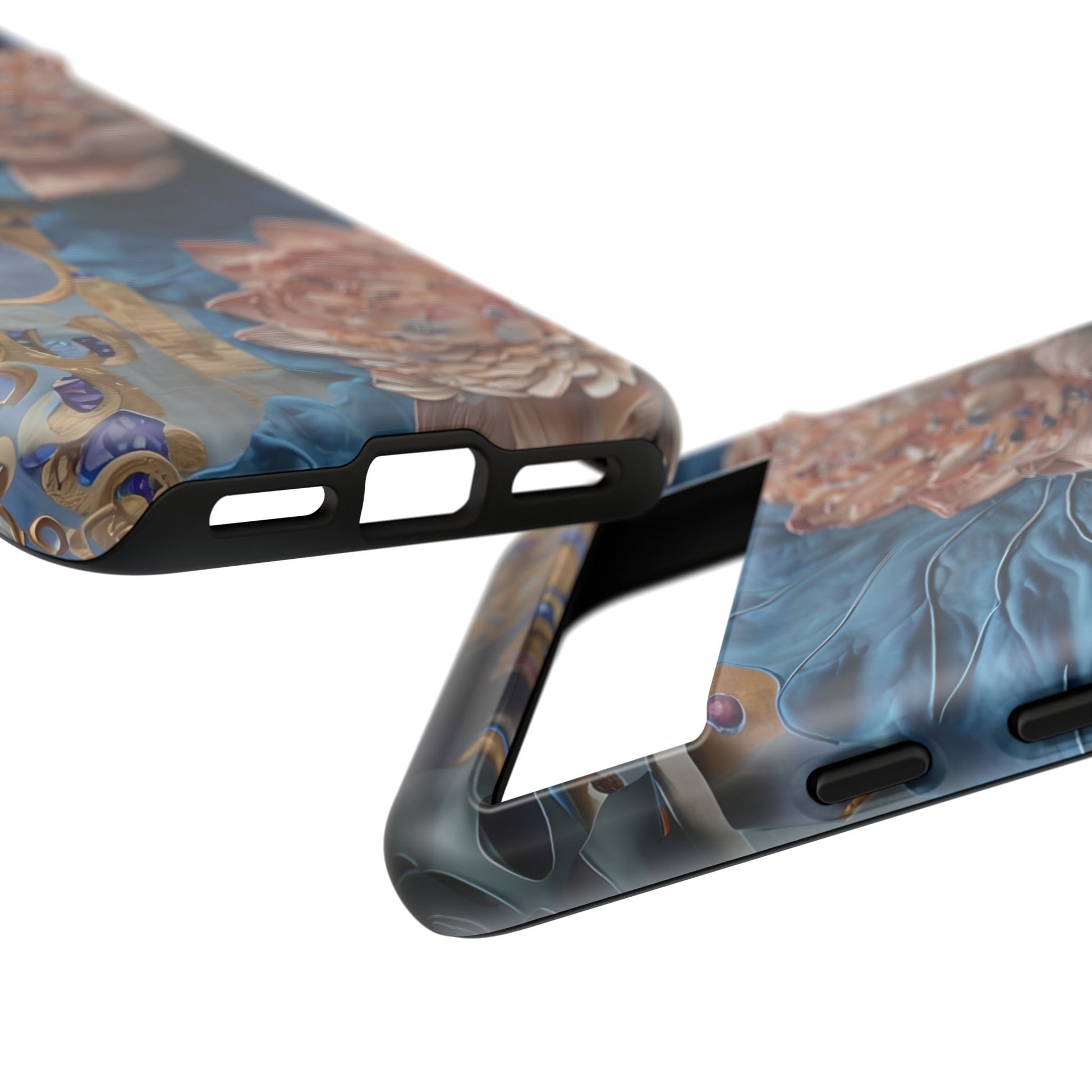 Peony Midnight Tapestry - Google Pixel 8 - Elegant Blue & Blush Artful Phone Cover