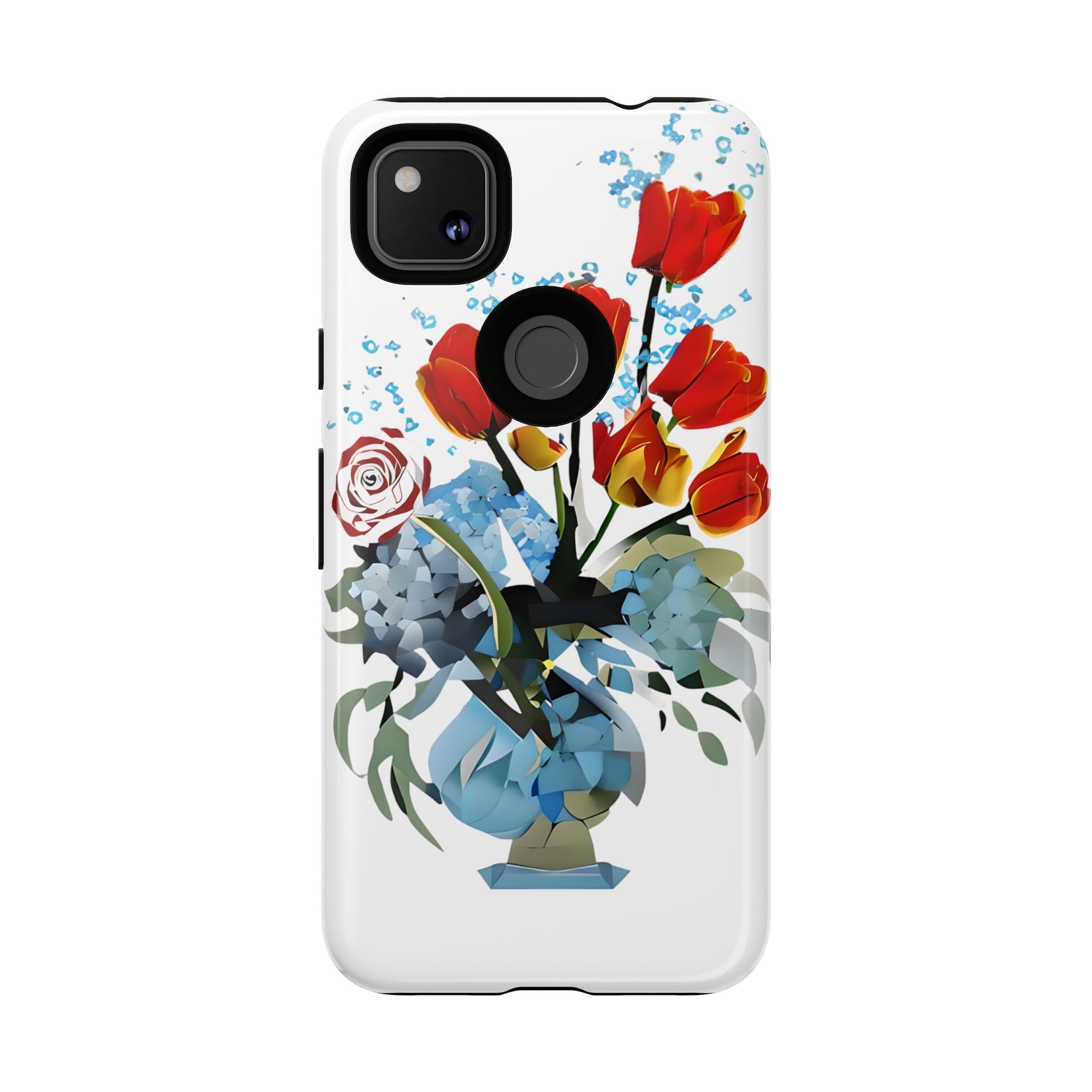 Bouquet Brilliance - Artistic Floral Google Pixel 4a Tough Phone Case - Vibrant Tulip, Rose & Hydrangea Design