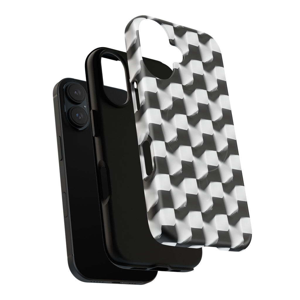 Monochrome Grid - iPhone 16 MagSafe Phone Case - Bold, Modern Black & White Design