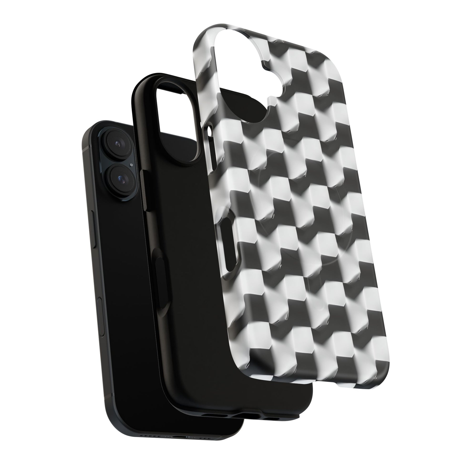 Monochrome Grid - iPhone 16 MagSafe Phone Case - Bold, Modern Black & White Design