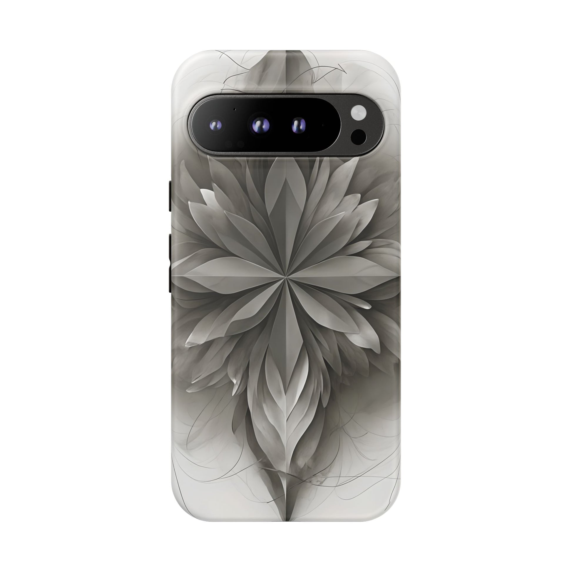 Silver Lotus - Elegant Monochrome Floral Google Pixel 9 Pro XL Tough Phone Case - Modern Lotus Design