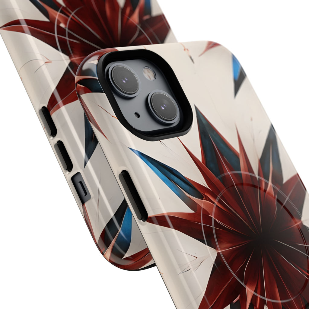 Garnet Starburst - Kaleidoscope Collection Gemstone Floral - iPhone 14 Plus MagSafe Phone Case -Floral Burst Design