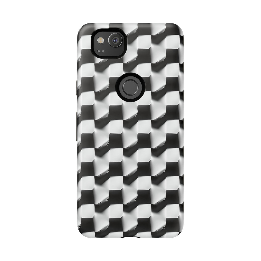 Monochrome Grid Tough Case for Google Pixel 2 - Classic Checkerboard, Black & White, Minimalist Trend