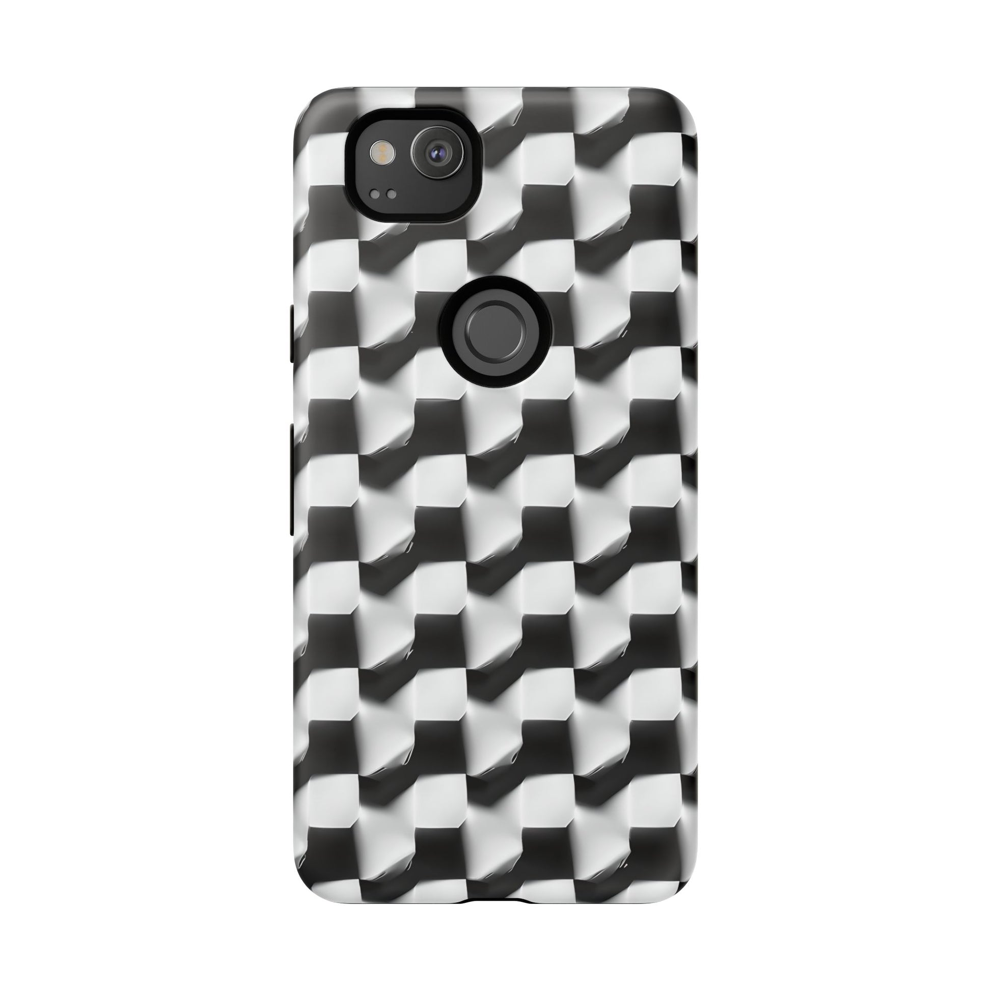 Monochrome Grid Tough Case for Google Pixel 2 - Classic Checkerboard, Black & White, Minimalist Trend