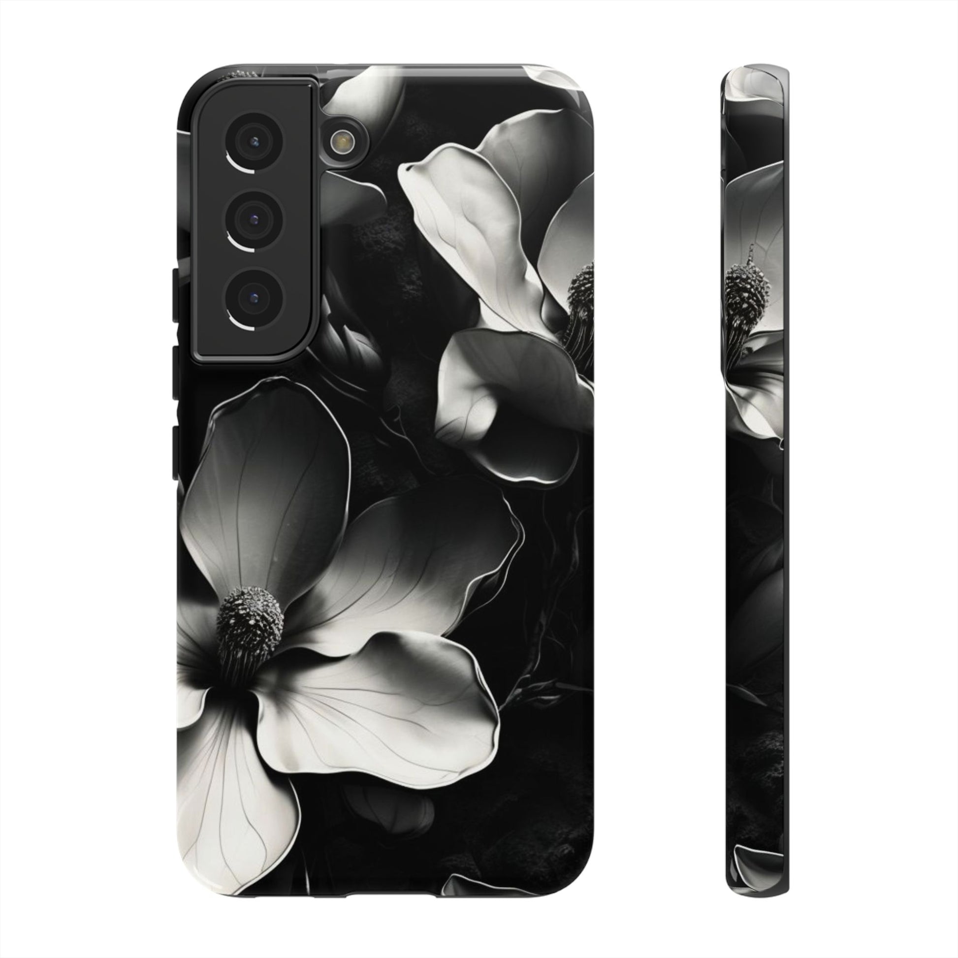 Monochrome Magnolia - Elegant Black & White Floral Samsung Galaxy S22 Tough Phone Case - Artistic Magnolia Design