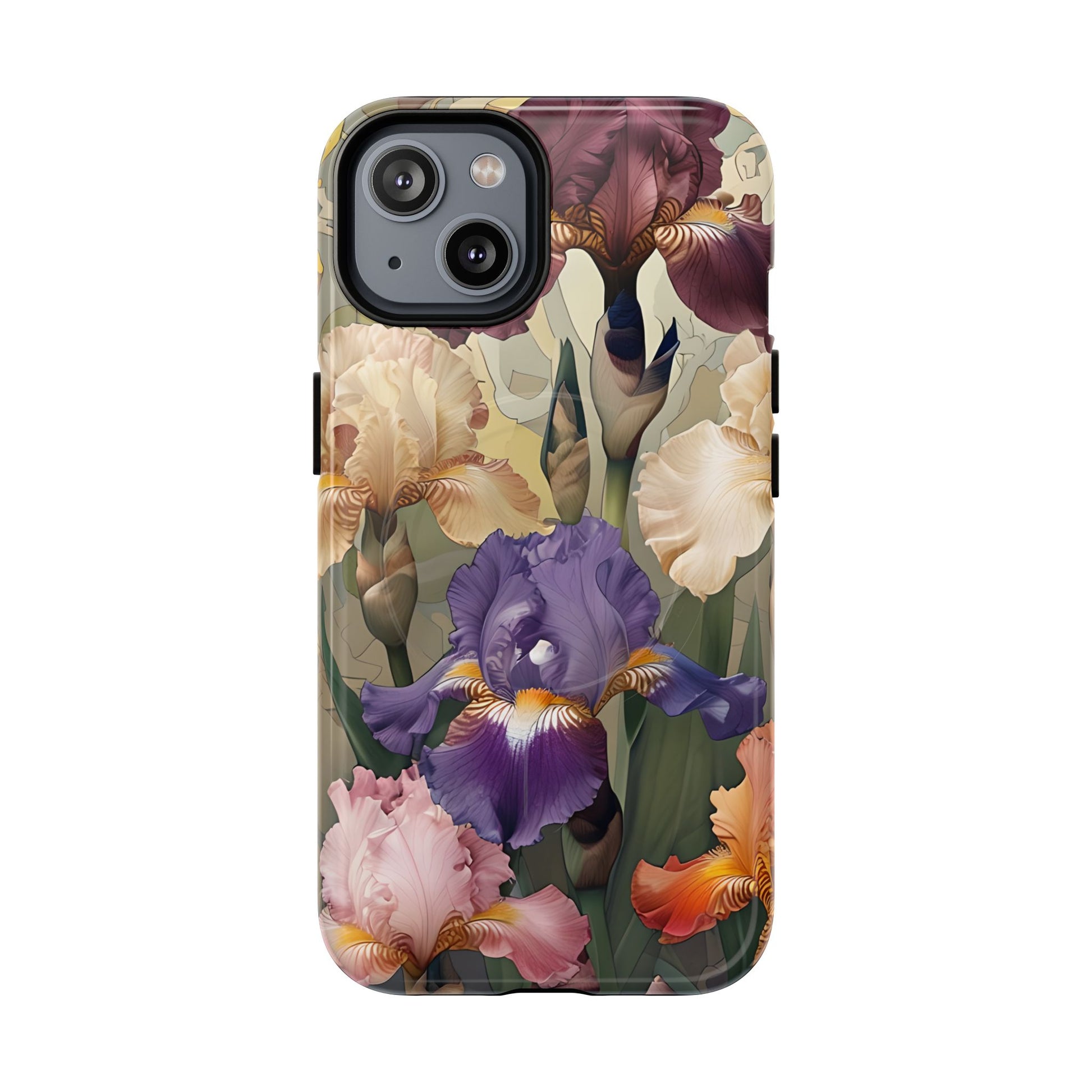 Iris Reverie - Elegant Painterly - iPhone 14 - MagSafe Compatible - Artistic Purple & Cream Iris Design