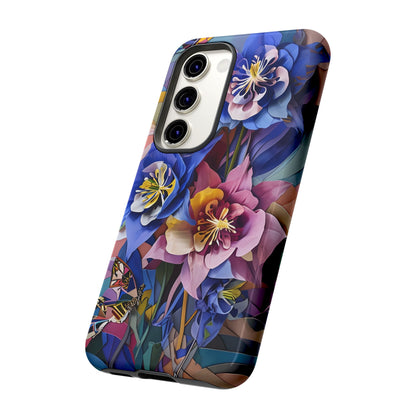 Blue Columbine Carnivale - Artistic Floral & Butterfly Samsung Ultra Tough Phone Case - Vibrant Botanical Design