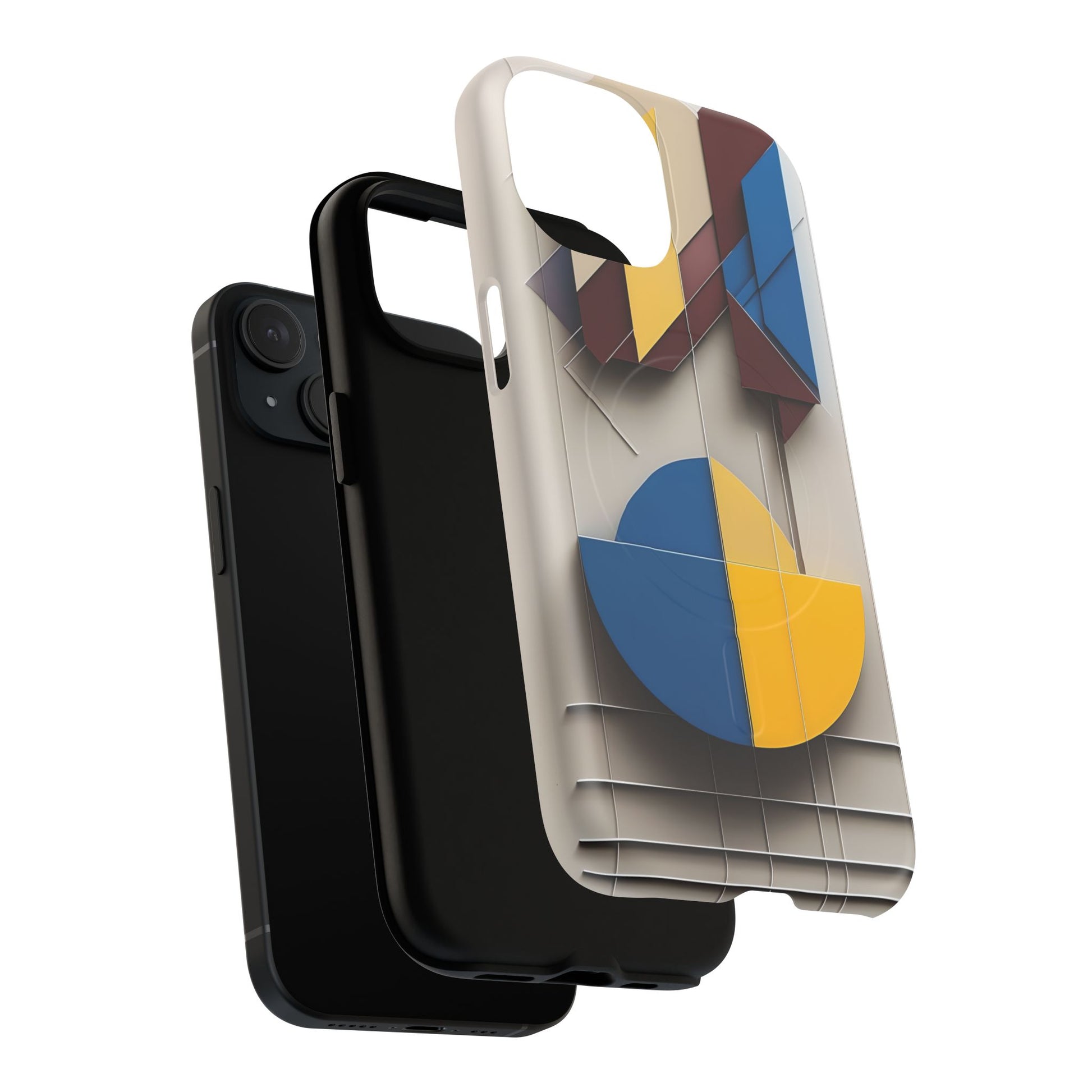 Chromatic Construct iPhone 15 MagSafe Phone Case -Modern Geometrical Design, Primary Colors