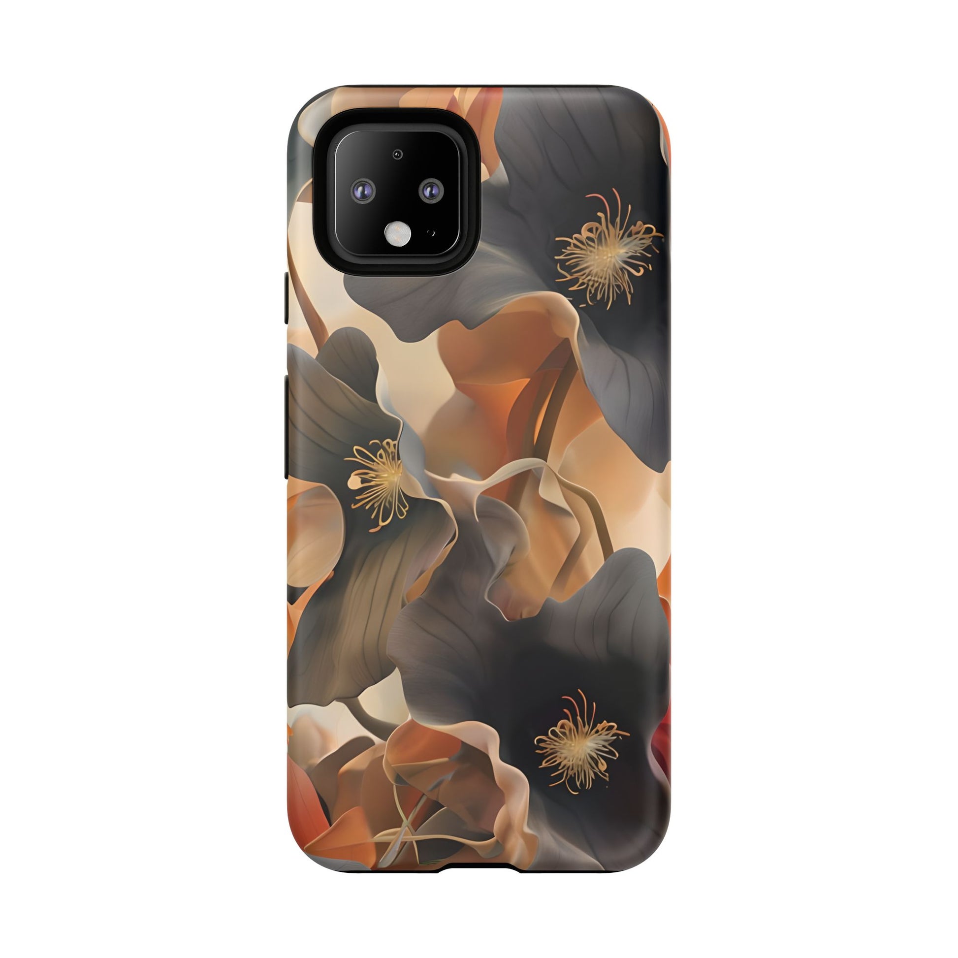 Autumn Ember - Moody Floral Art Google Pixel 4 Tough Phone Case - Warm Earthy Botanical Design