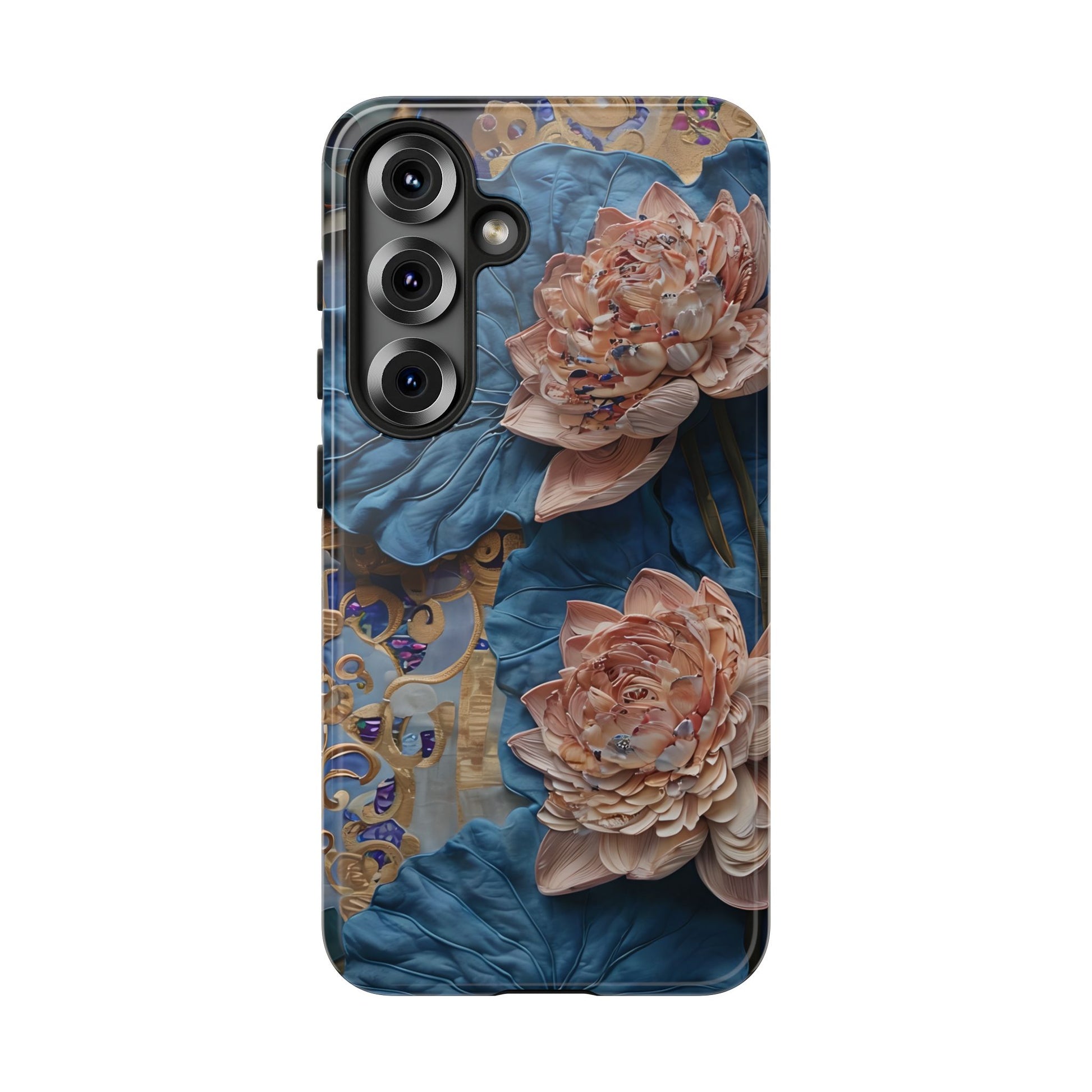 Peony Midnight Tapestry - Samsung Galaxy S25 - Elegant Blue & Blush Artful Phone Cover