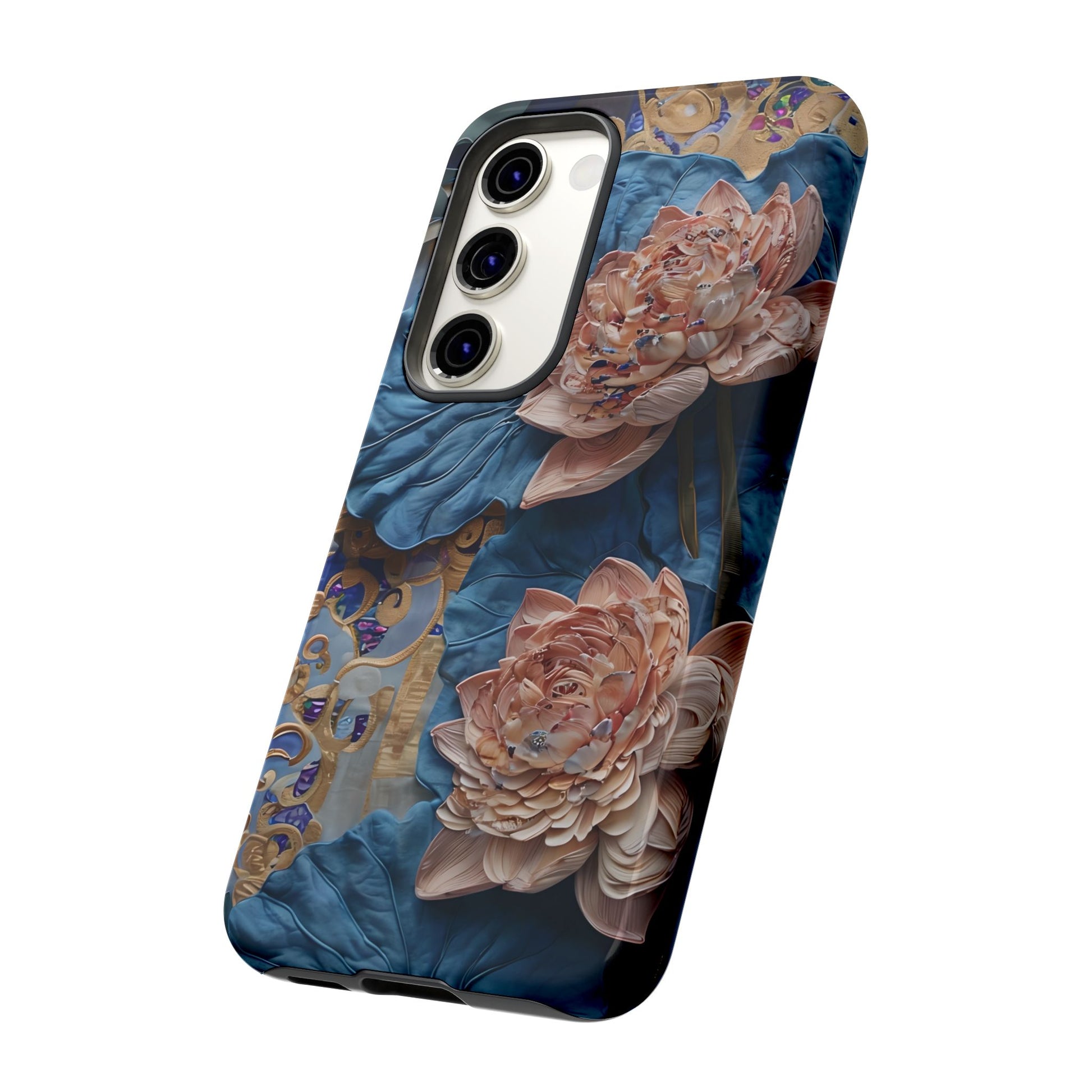 Peony Midnight Tapestry - Samsung Galaxy S23 - Elegant Blue & Blush Artful Phone Cover