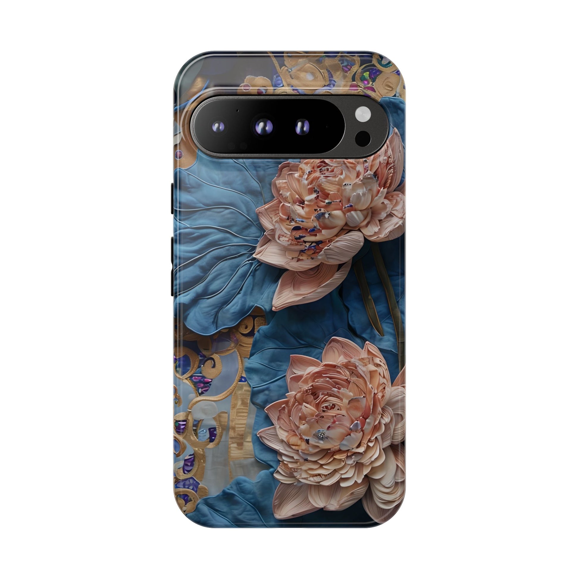 Peony Midnight Tapestry - Google Pixel 9 Pro XL - Elegant Blue & Blush Artful Phone Cover