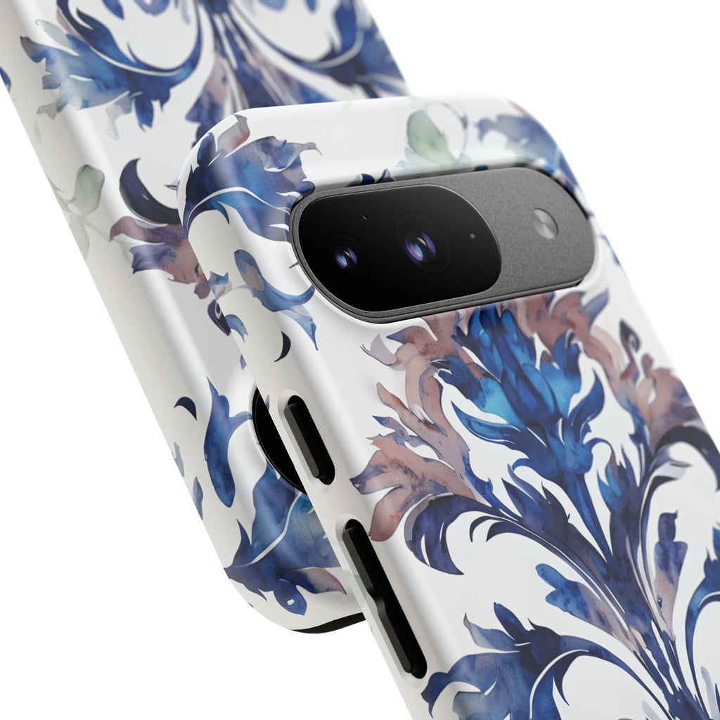 Delft Reverie - Elegant Blue & White Google Pixel 9 Tough Phone Case - Dutch Delftware-Inspired Floral Design