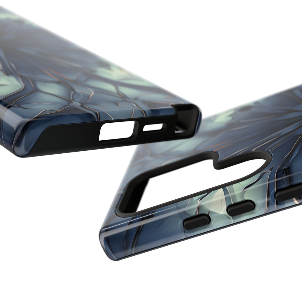 Indigo Mosaic - Artistic Kaleidoscope Collection Artistic Floral - Samsung Galaxy S24 Ultra Tough Phone Case - Bold Blue Symmetrical Design