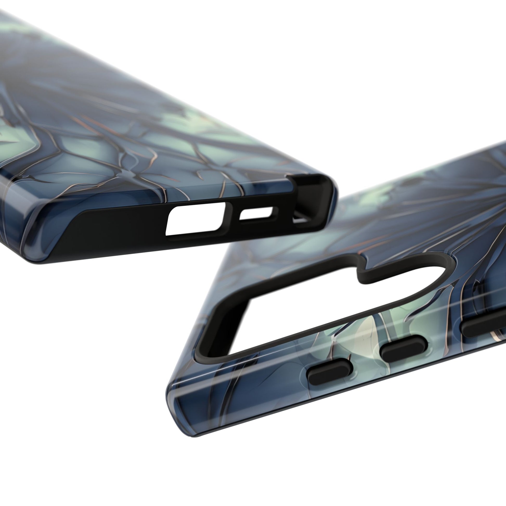 Indigo Mosaic - Artistic Kaleidoscope Collection Artistic Floral - Samsung Galaxy S24 Ultra Tough Phone Case - Bold Blue Symmetrical Design