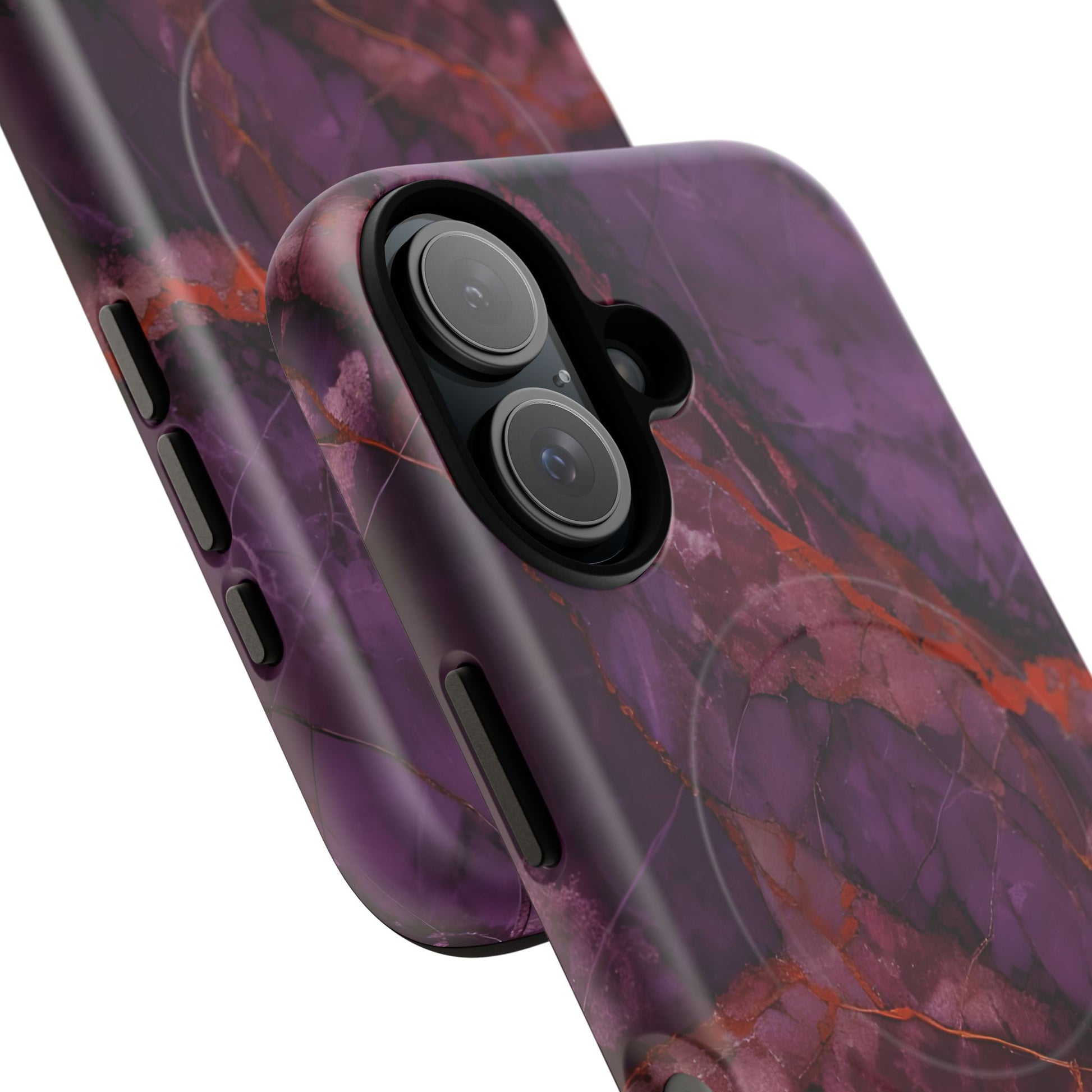 Amethyst Current - Kaleidoscope Collection Artistic Floral Burst - iPhone 16 MagSafe Phone Case - Bold Purple Symmetrical Design