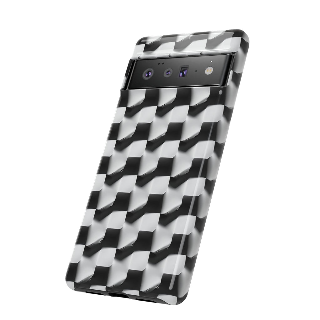 Monochrome Grid Tough Case for Google Pixel 6 Pro - Classic Checkerboard, Black & White, Minimalist Trend