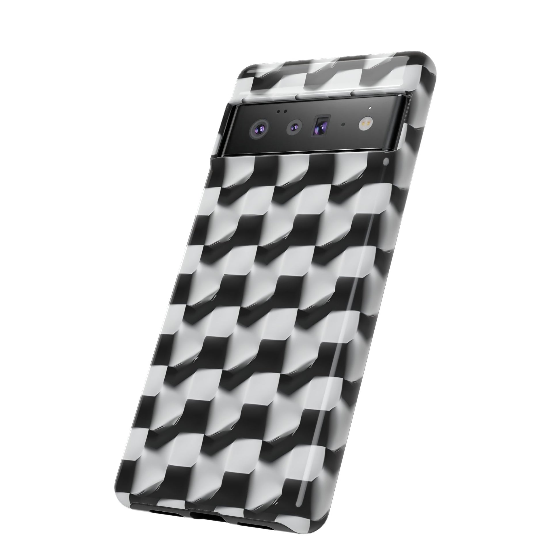 Monochrome Grid Tough Case for Google Pixel 6 Pro - Classic Checkerboard, Black & White, Minimalist Trend