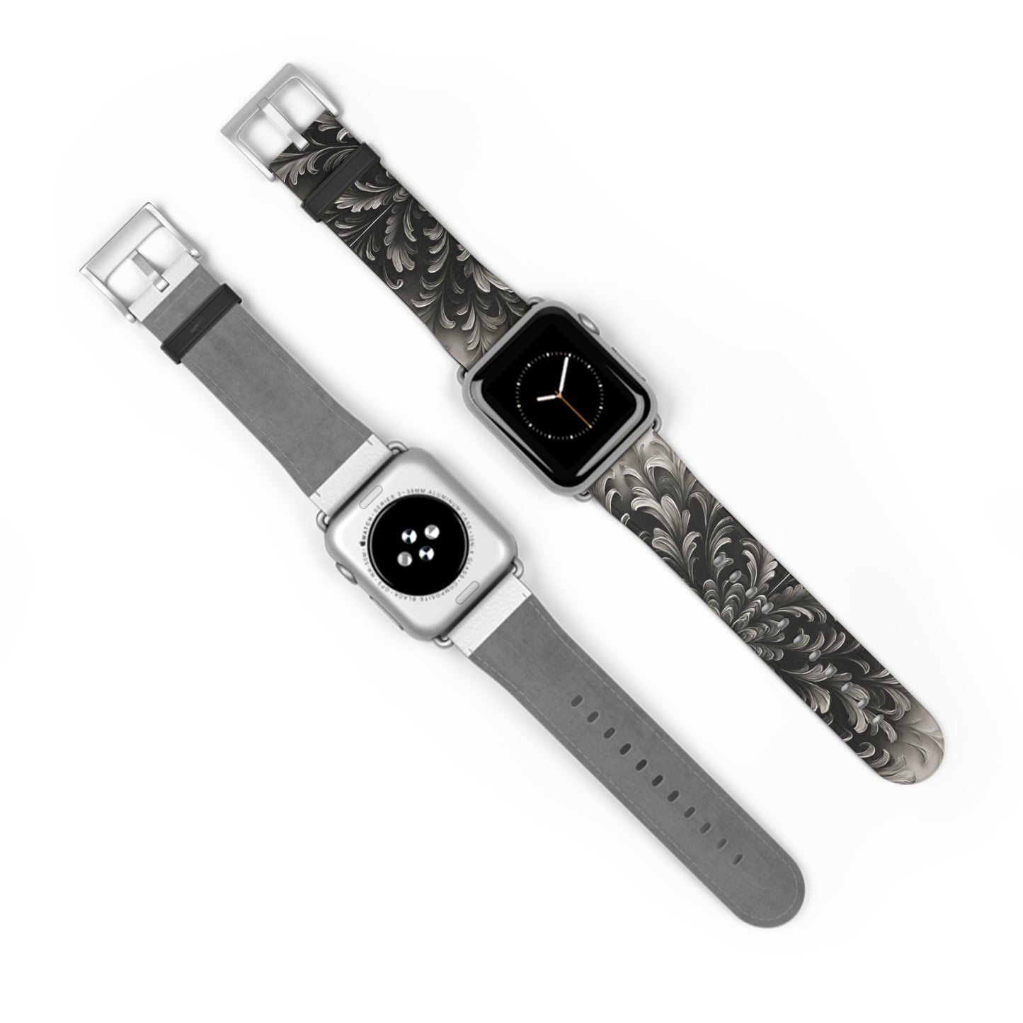 Obsidian Bloom Designer Apple Watch Band - Premium Custom Strap for Series 1-9, SE & Ultra - Artistic Vegan Leather