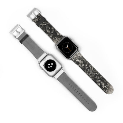 Obsidian Bloom Designer Apple Watch Band - Premium Custom Strap for Series 1-9, SE & Ultra - Artistic Vegan Leather