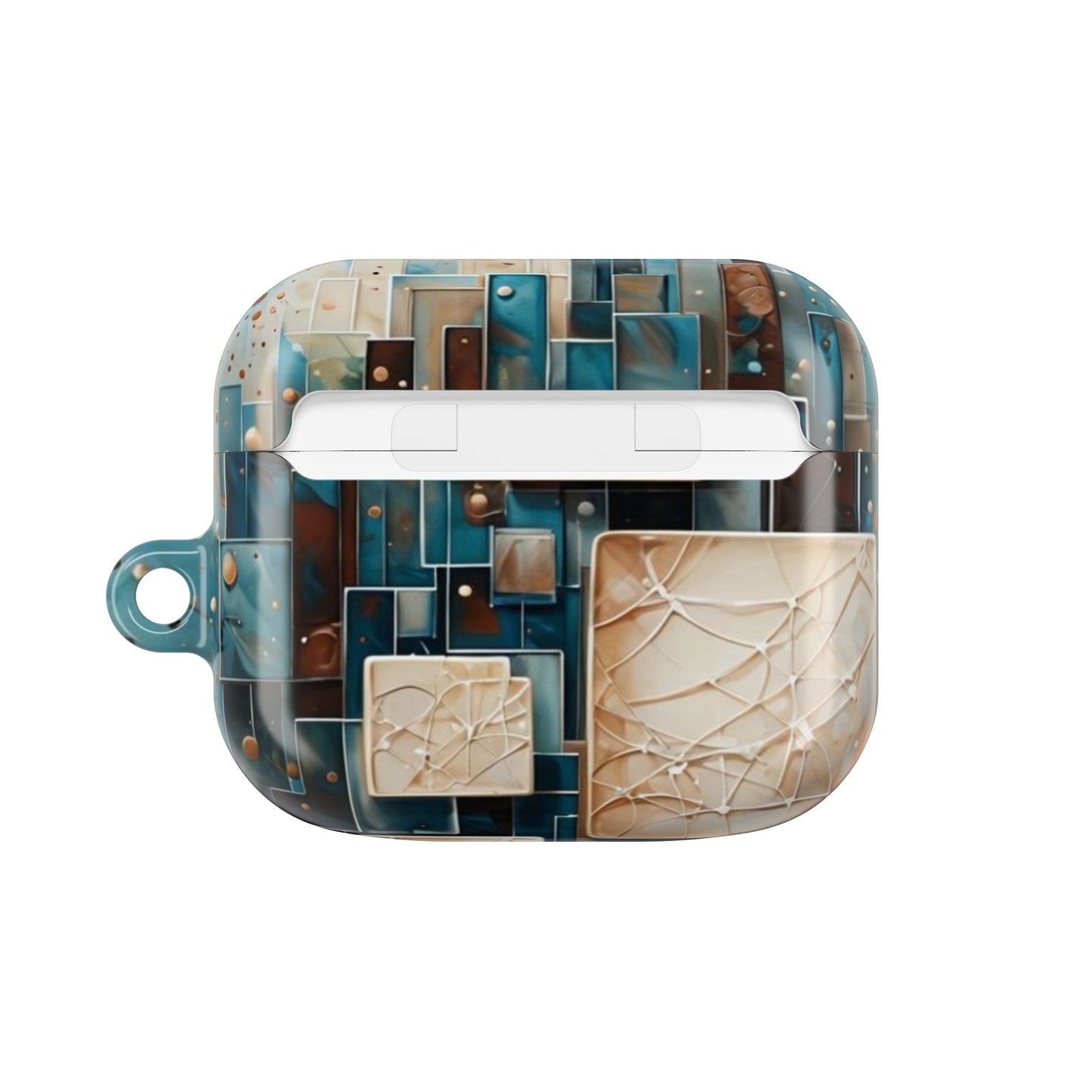 Architectural Drift AirPods Case - Modern Geometric Teal & Parchment Design for Gen 1, 2, 3, Pro Gen 1 & 2