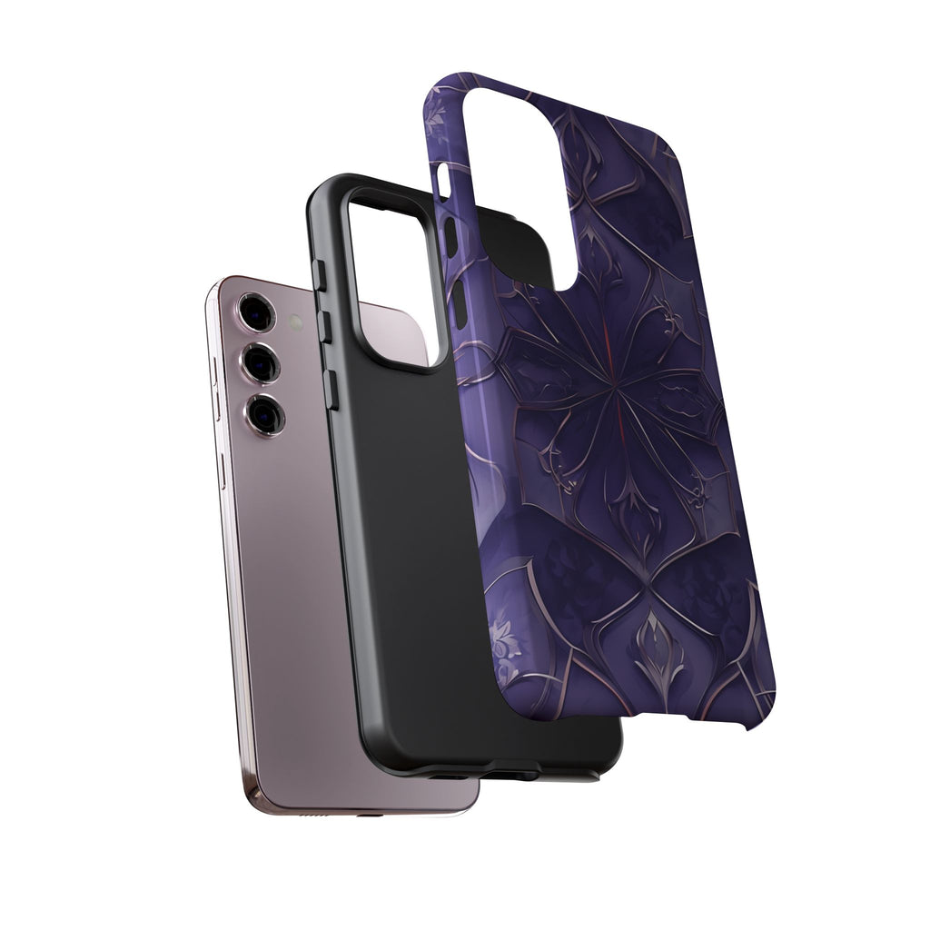 Violet Nebula - Kaleidoscope Collection Artistic Floral Burst - Samsung Galaxy S23 Plus Tough Phone Case - Bold Purple Symmetrical Design