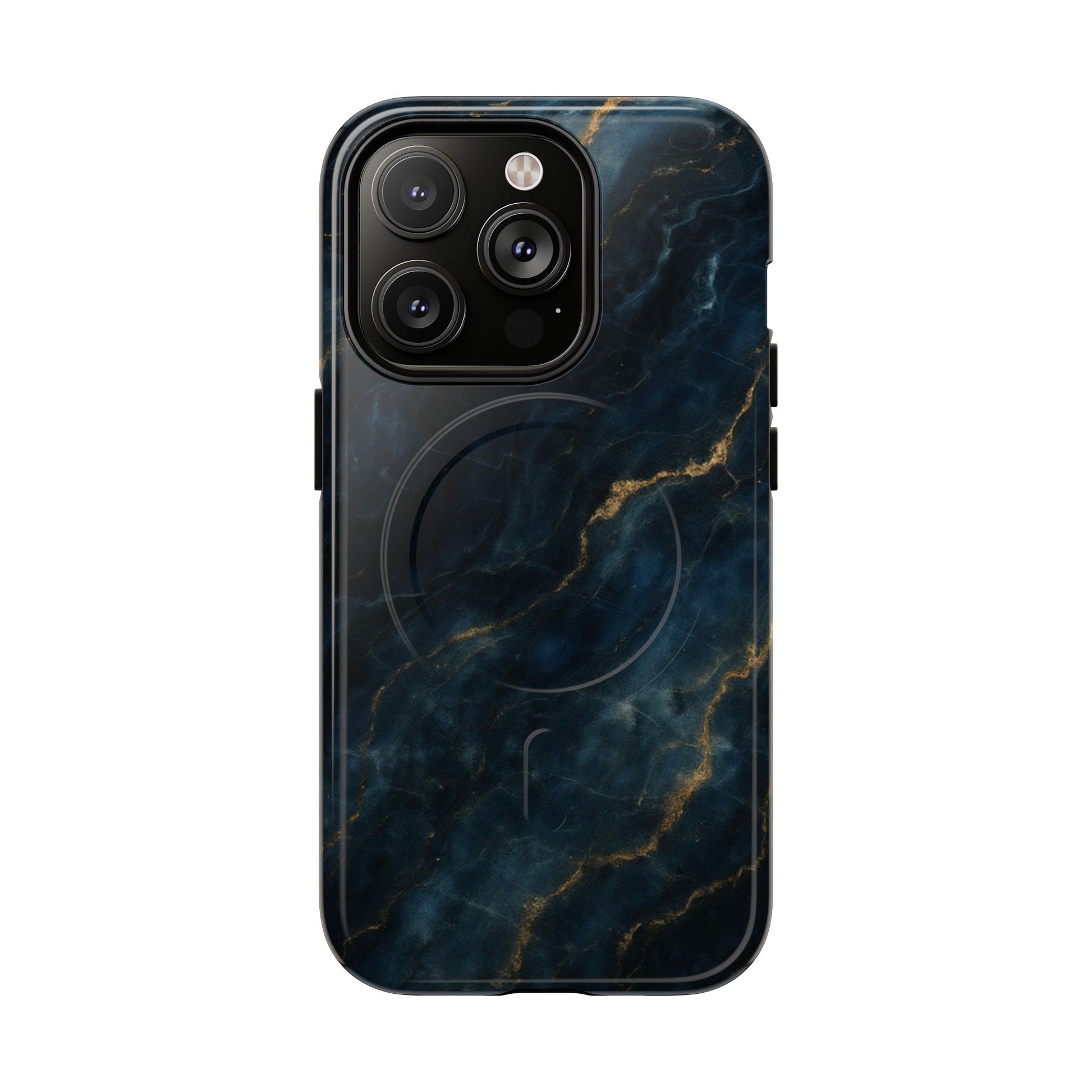 Midnight Marble MagSafe iPhone 14 Pro Case - Deep Blue Marble Design Shockproof Cover