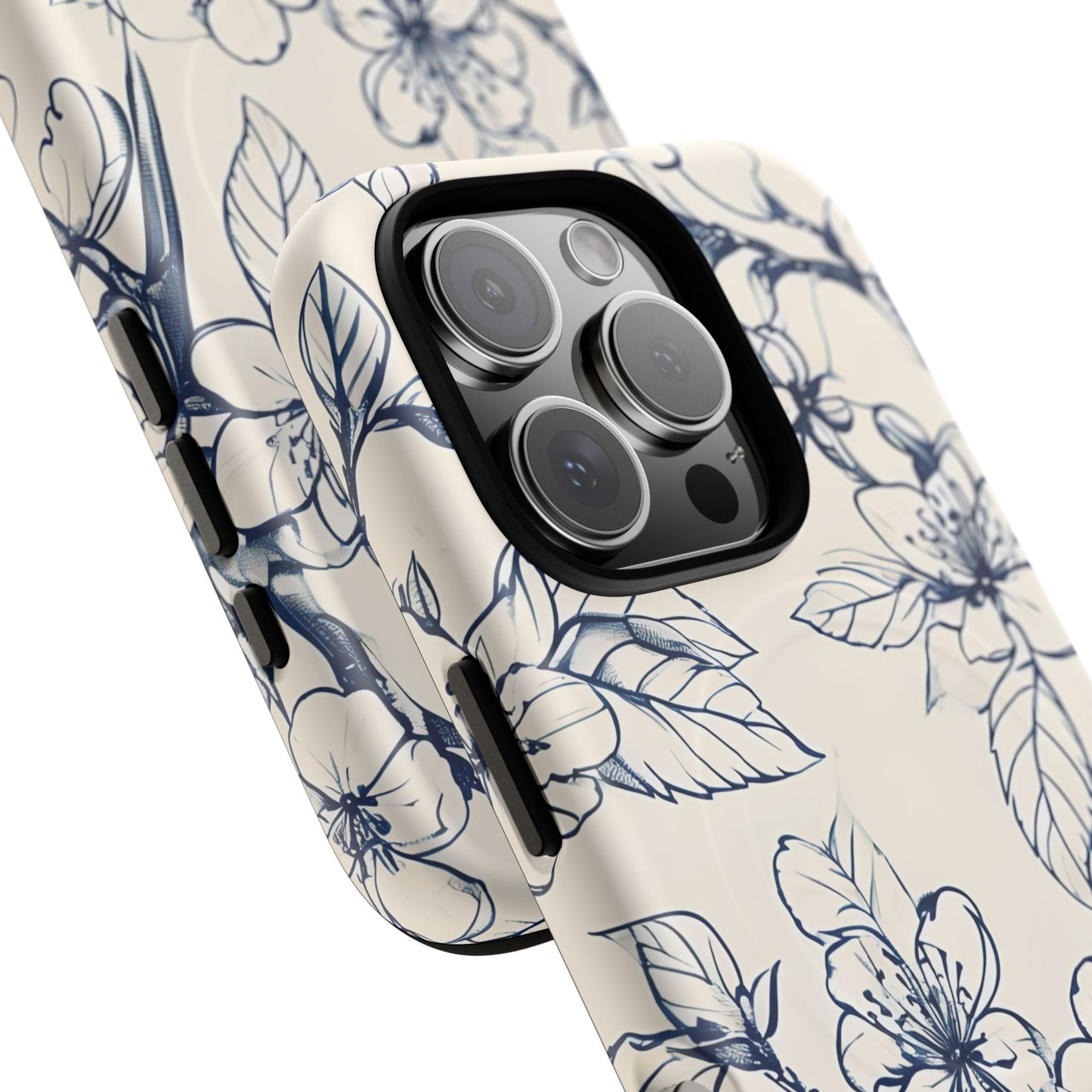 Blossom Sketch - Artistic Blue Floral - iPhone MagSafe Phone Case - Botanical Design