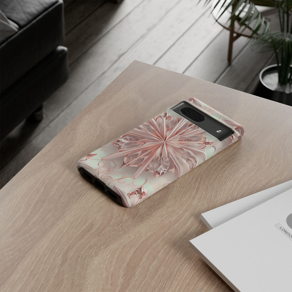 Blush Frost from our Kaleidoscope Collection - Google Pixel 7 tough case - Soft Pink Geometric Floral Design