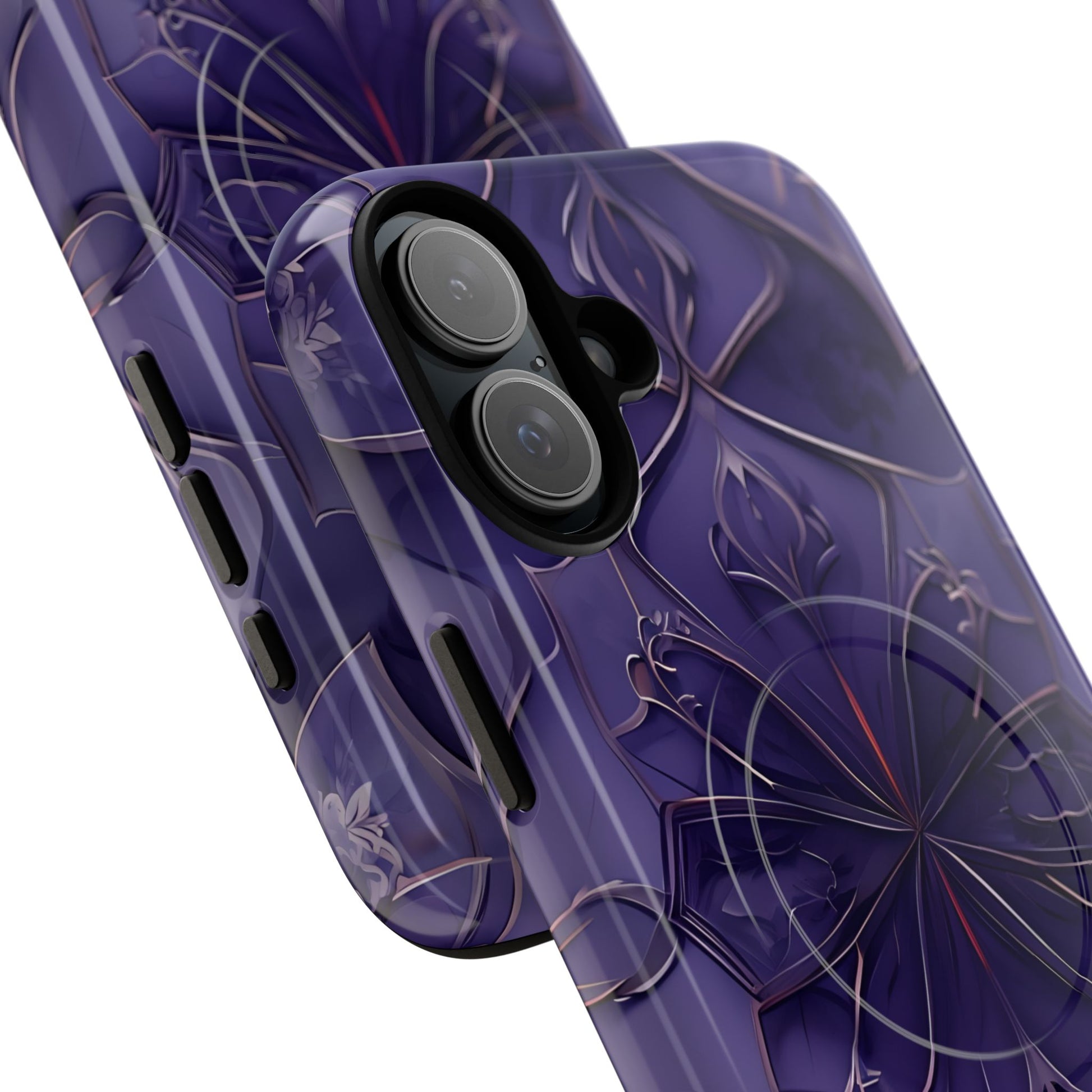 Violet Nebula - Kaleidoscope Collection Artistic Floral Burst - iPhone 16 Plus MagSafe Phone Case -Bold Purple Symmetrical Design