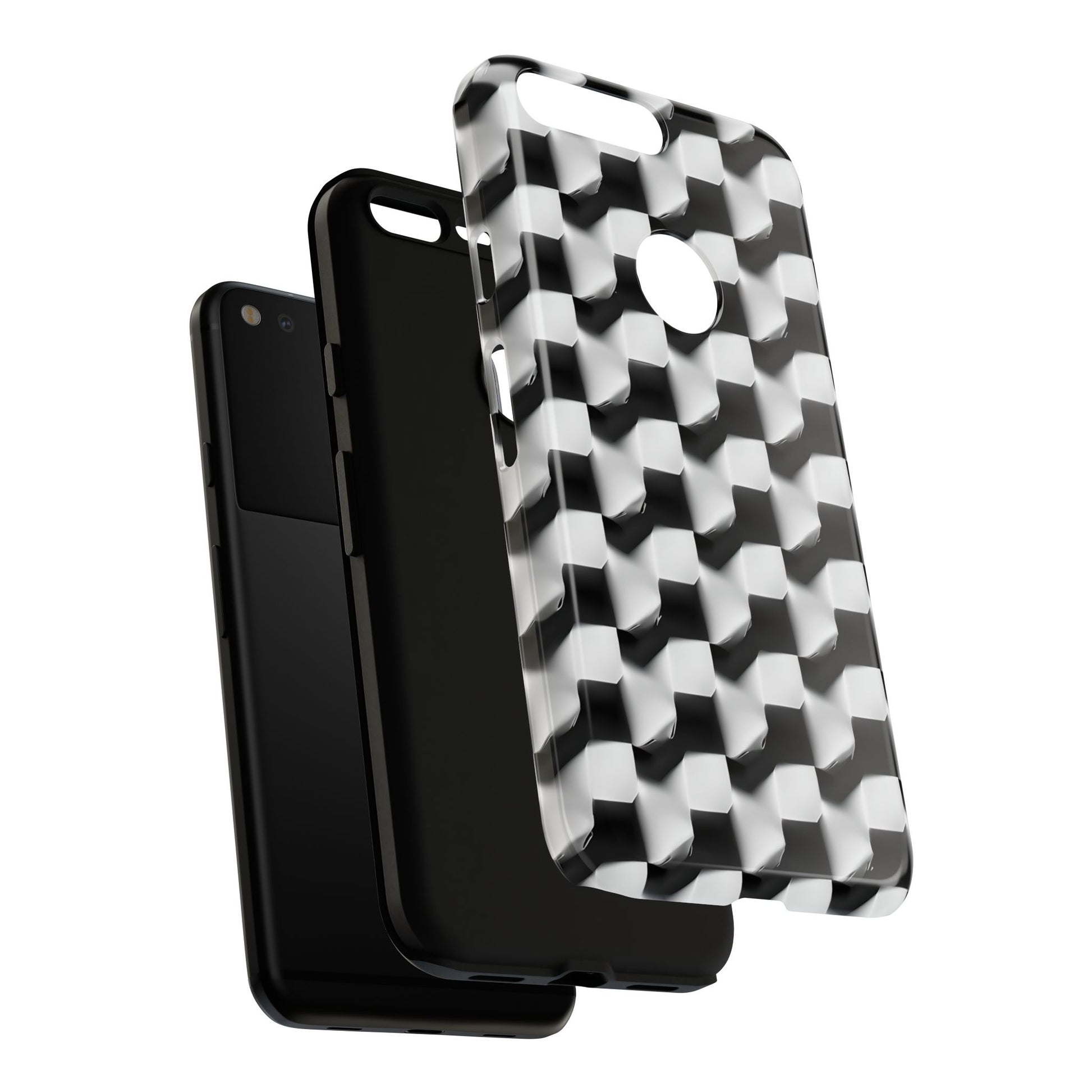 Monochrome Grid Tough Case for Google Pixel XL - Classic Checkerboard, Black & White, Minimalist Trend