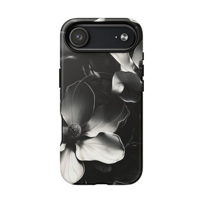 Monochrome Magnolia - Elegant Black & White Floral iPhone MagSafe Phone Case - Artistic Magnolia Design
