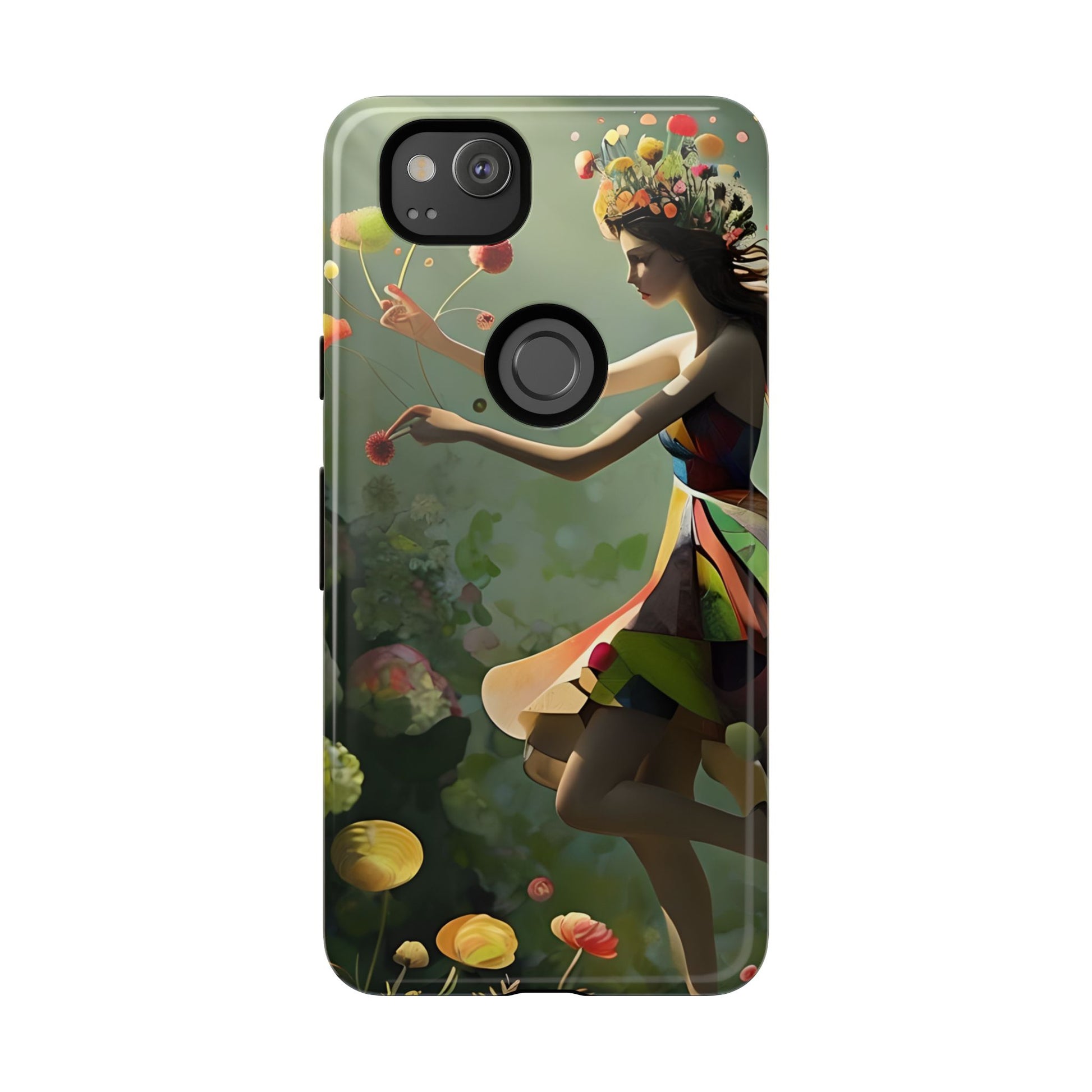 Dancing Wildflower Muse Google Pixel 2 Tough Case - Artistic Floral Fantasy Cover - Whimsical Nature-Inspired Protective Accessory