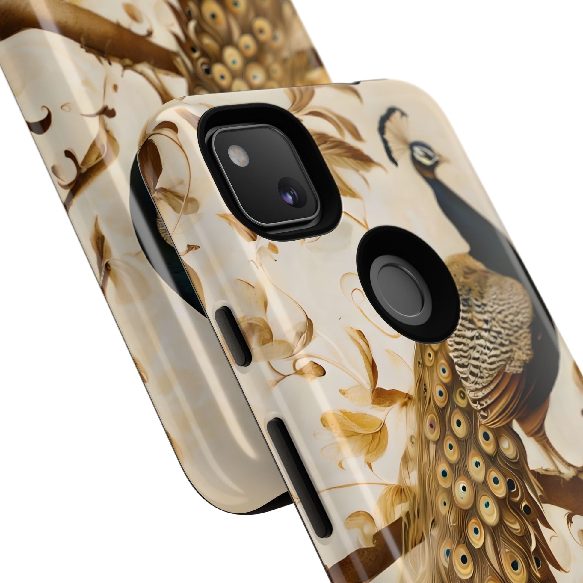 Golden Plumage - Luxe Peacock Art Google Pixel 4a Phone Case - Elegant Gold & Cream Design