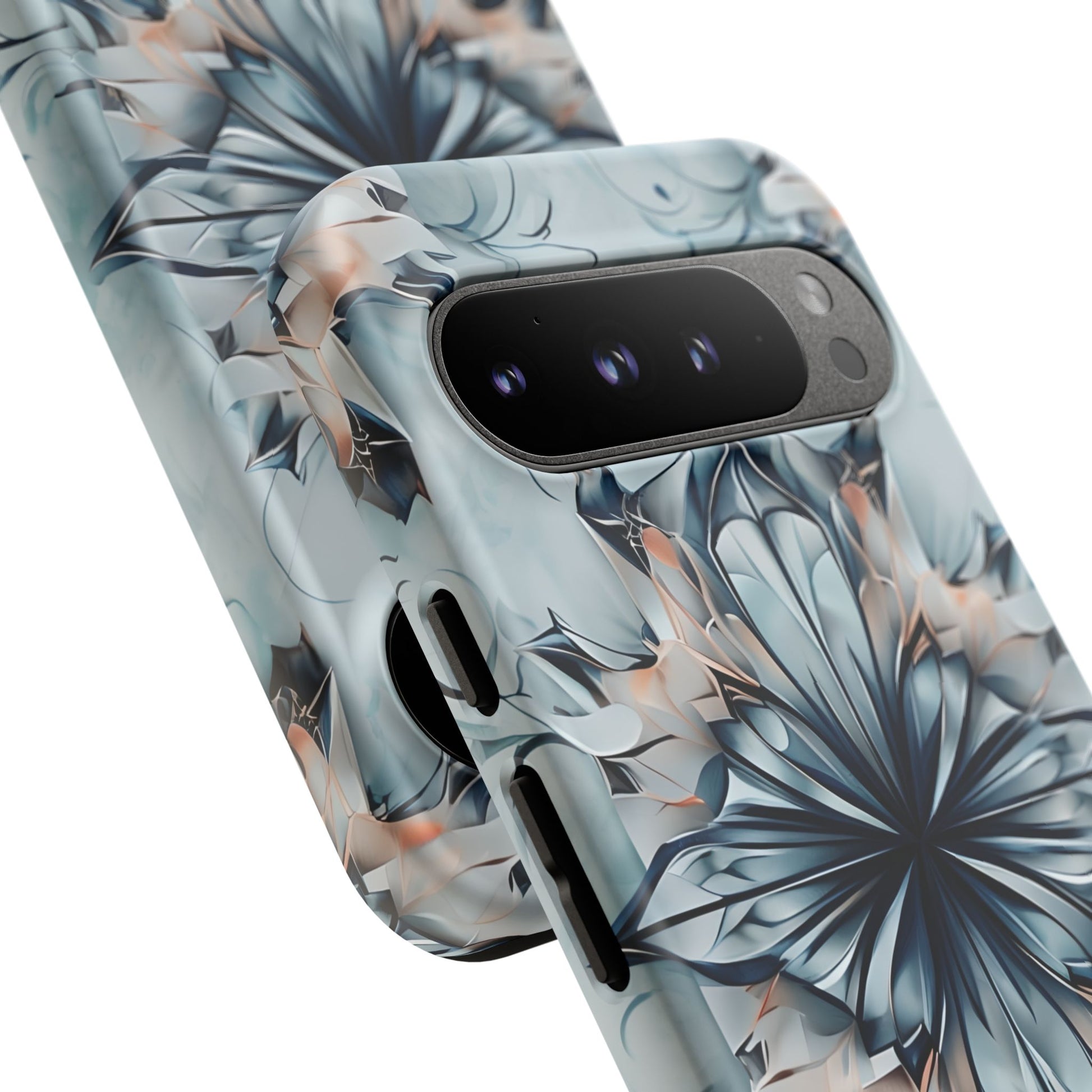 Indigo Mirage - Artistic Kaleidoscope Collection Artistic Floral - Google Pixel 9 Pro XL Tough Phone Case - Bold Indigo Symmetrical Design