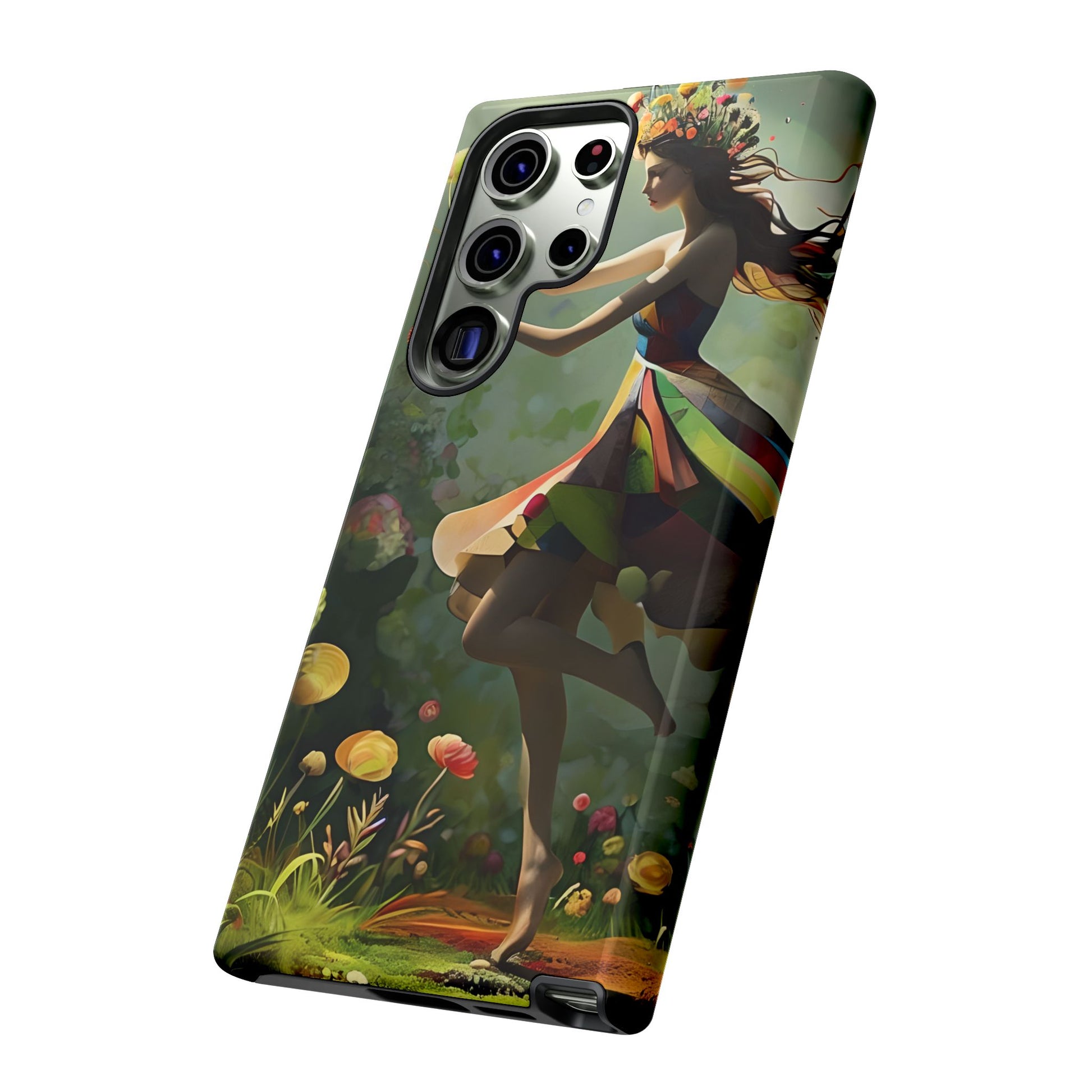 Dancing Wildflower Muse Samsung Galaxy S23 Ultra Tough Case - Artistic Floral Fantasy Cover - Whimsical Nature-Inspired Protective Accessory