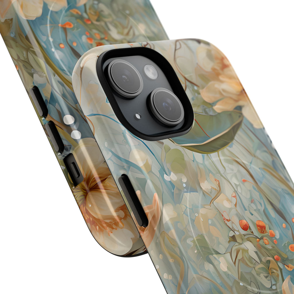 Waterlily Dreamscape - Artistic Floral iPhone 15 MagSafe Phone Case -Waterlily & Lotus Design