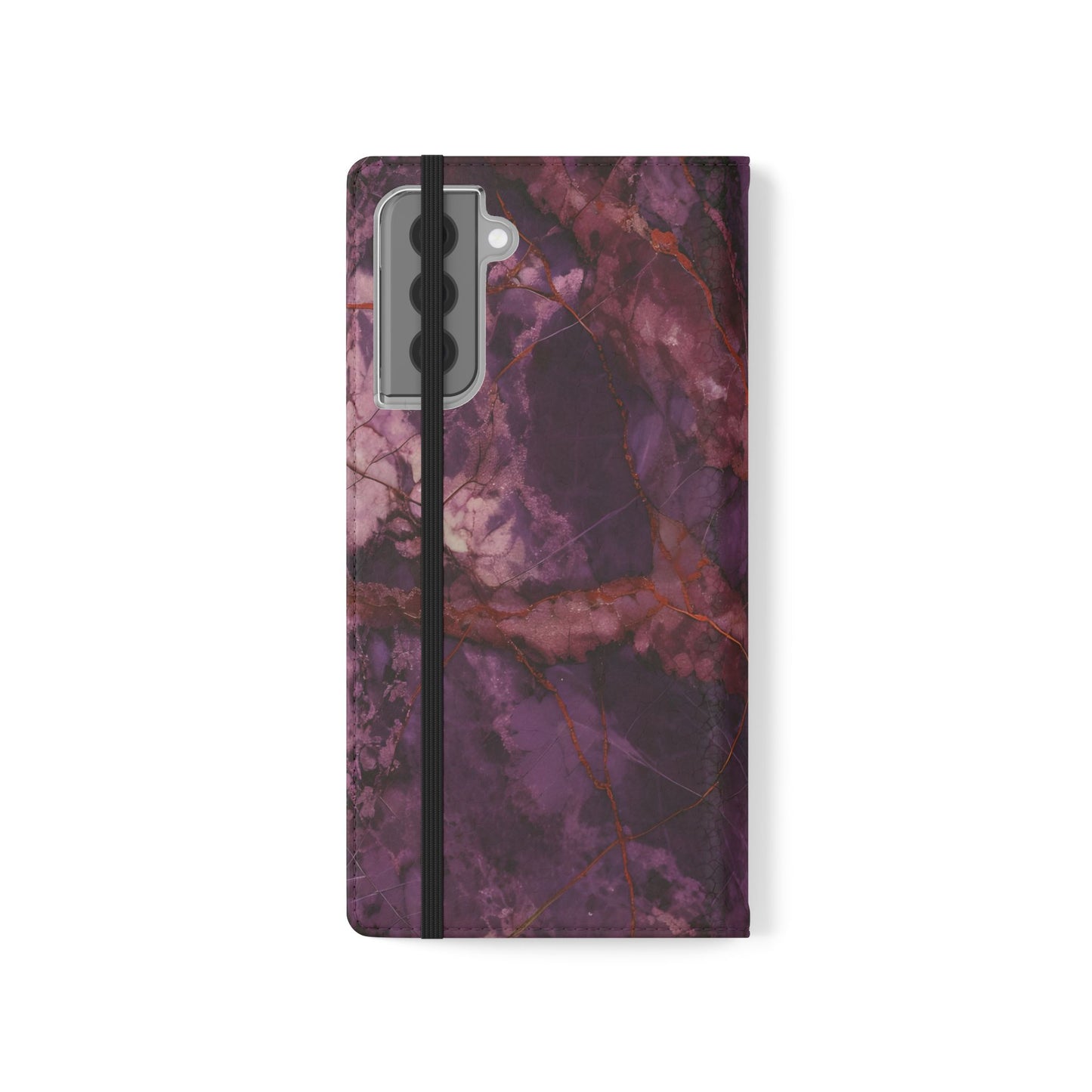 Amethyst Current Wallet Phone Case - Elegant Purple Marble Flip Cover for Samsung Galaxy